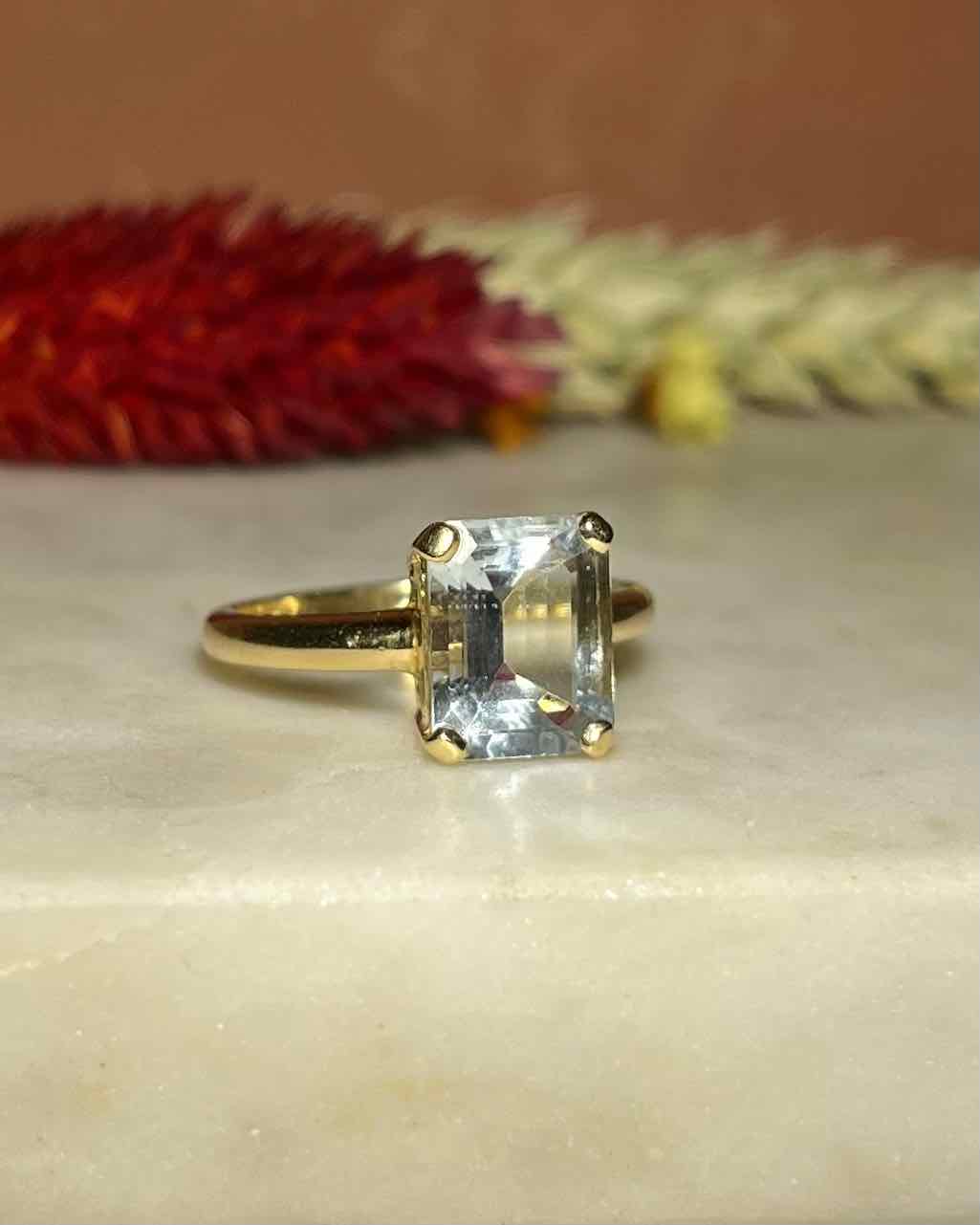 Bague vintage Aigue - Marine 2.10 carats "Jenifer" - Elliade Paris