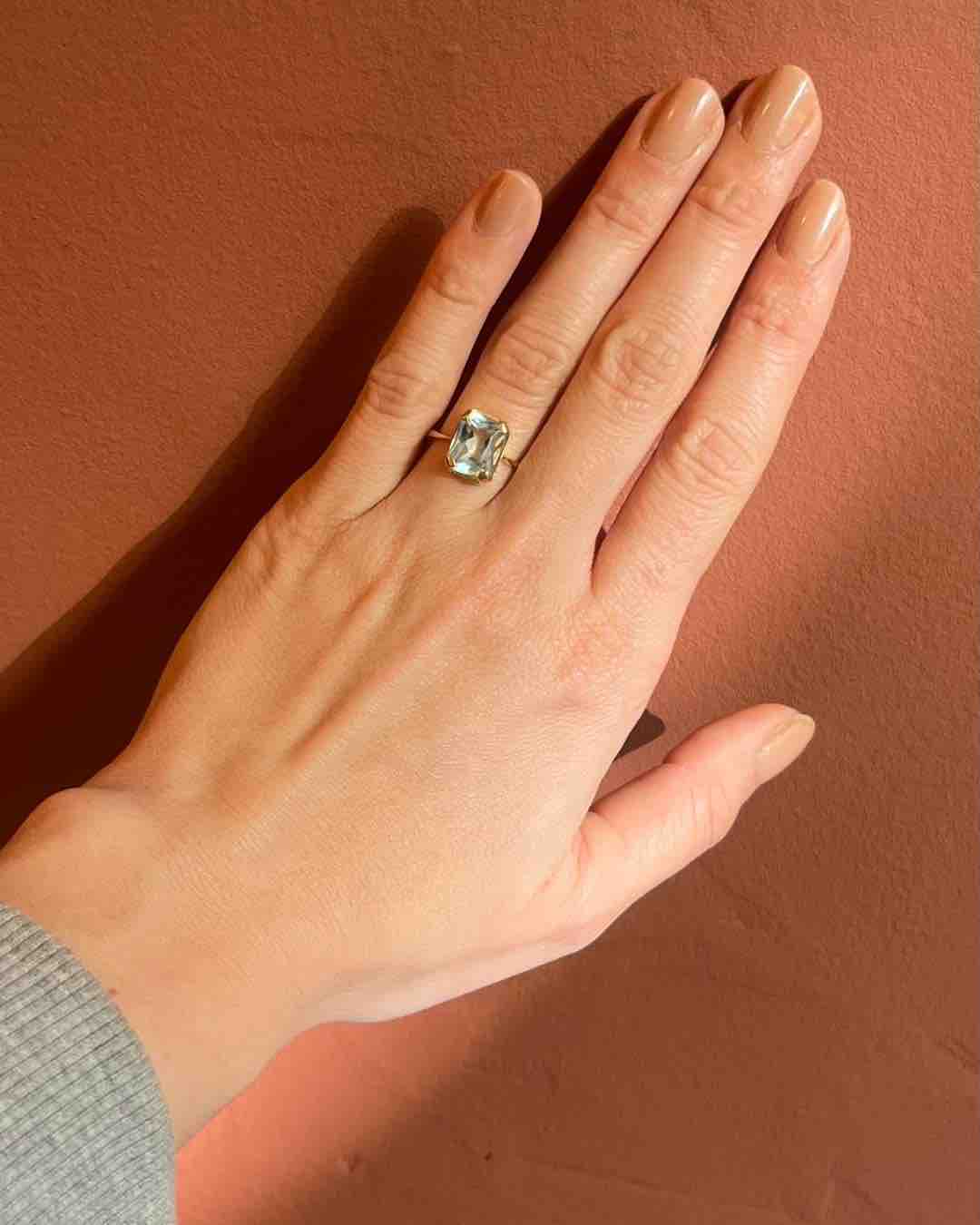 Bague vintage Aigue - Marine 3.50 carats "Nina" - Elliade Paris