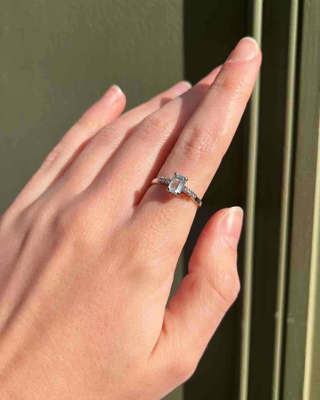 Bague vintage Aigue - marine Diamants "Neela" - Elliade Paris