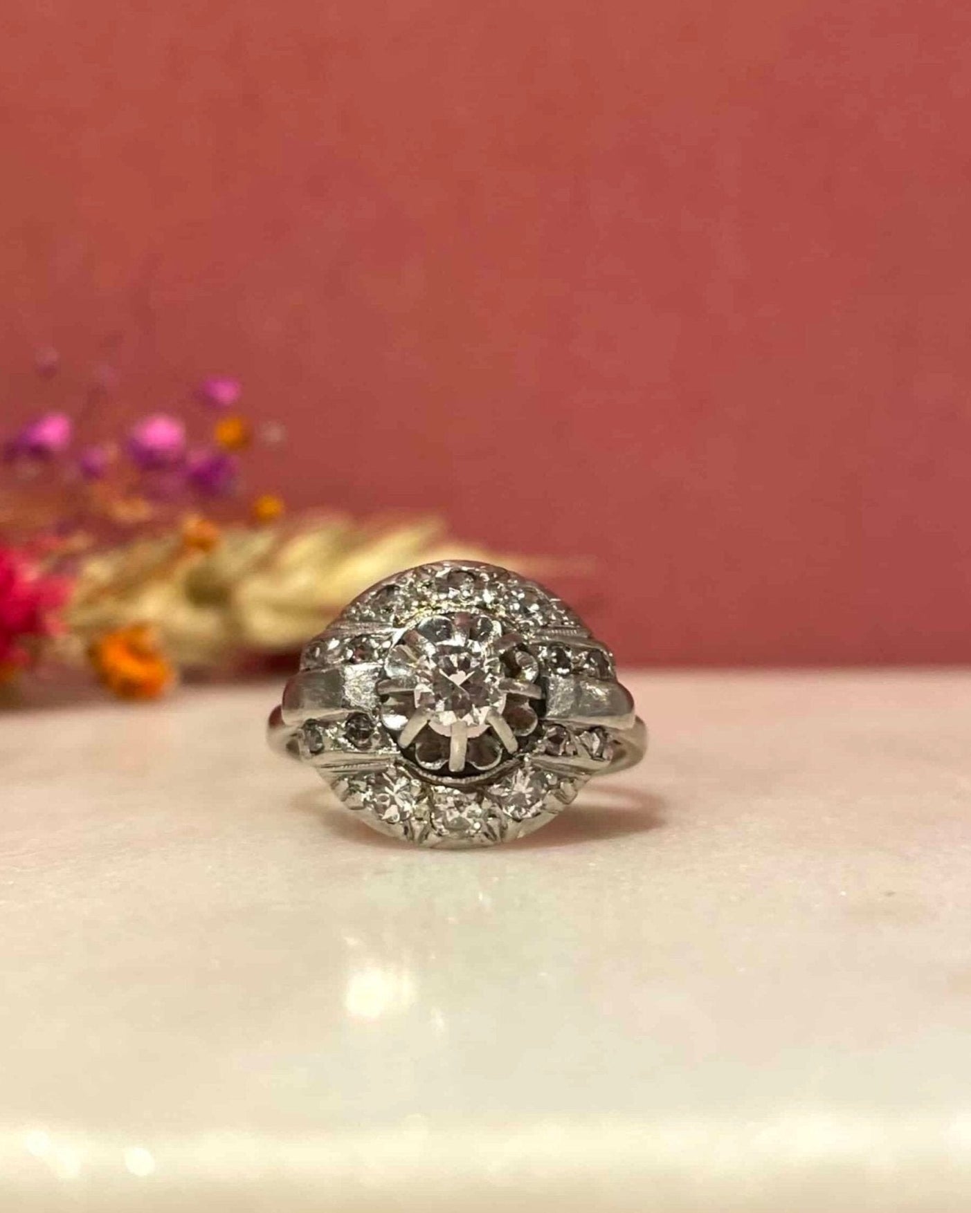 Bague Vintage Art - Déco 15 Diamants 0.63 carat "Mandy" - Elliade Paris