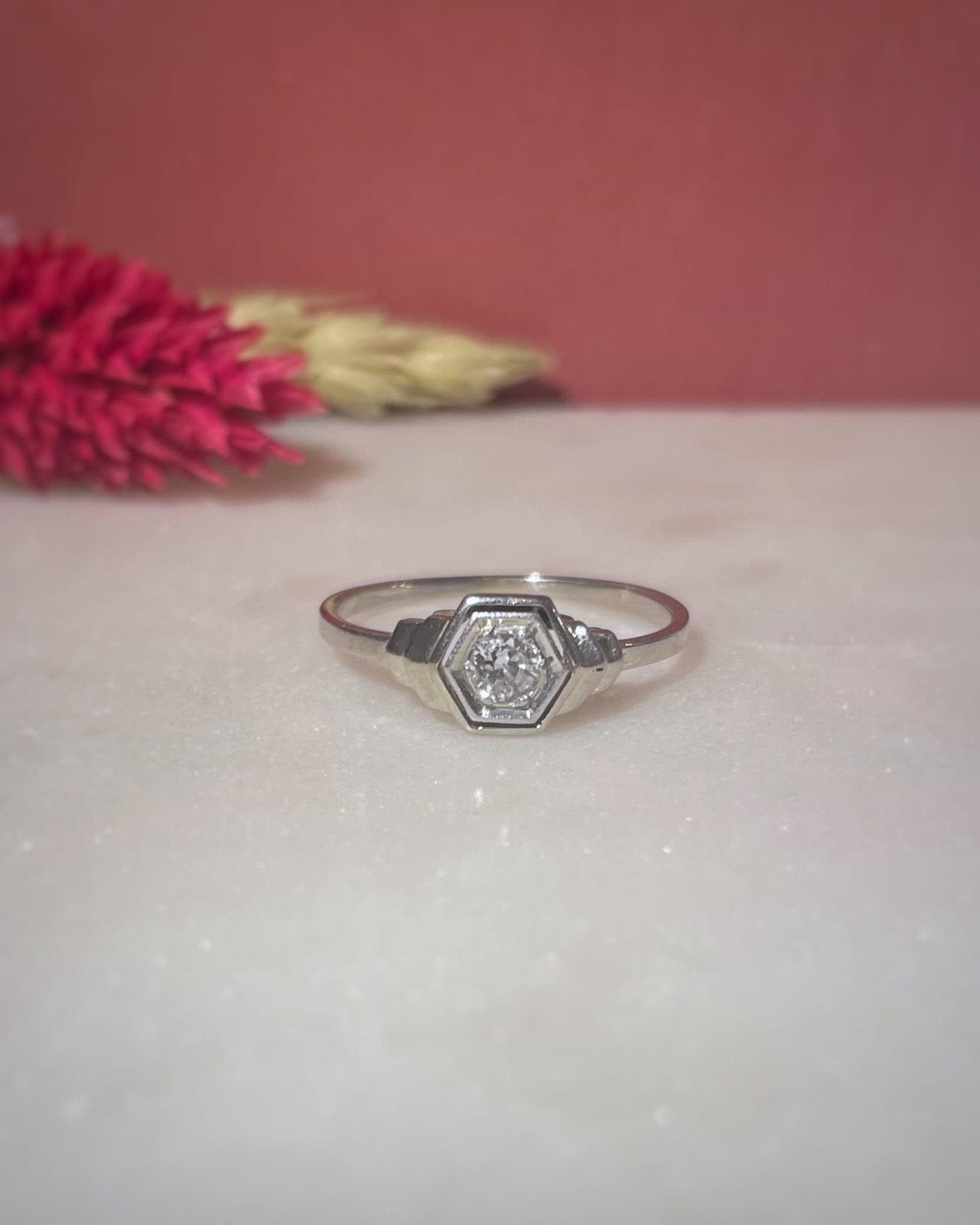 Bague Vintage Art - Déco Diamant 0.20 carat "Anaëlle" - Elliade Paris