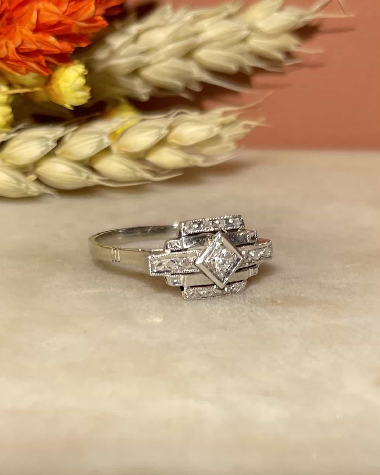 Bague Vintage Art Déco Diamant "Éloine" - Elliade Paris