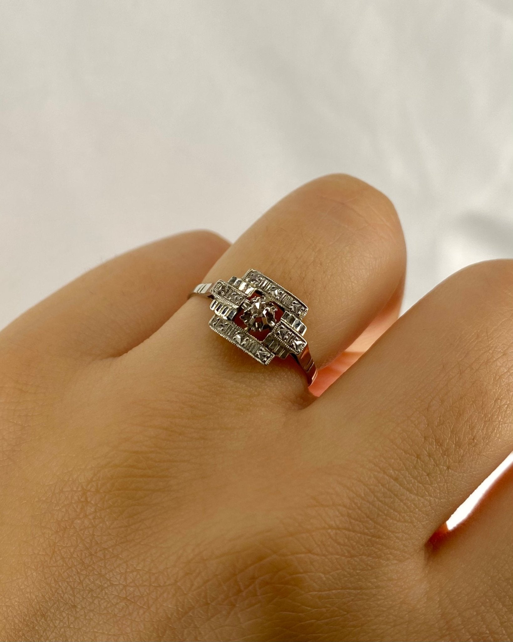 Bague Vintage Art - Déco Diamant "Emeline" - Elliade Paris