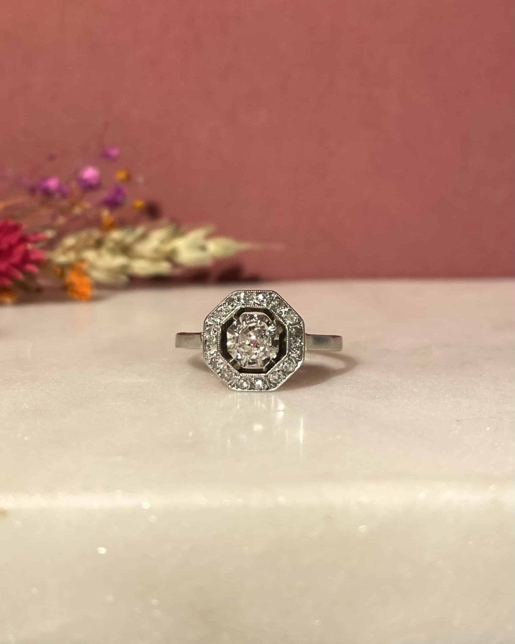 Bague Vintage Art - Déco Diamants 0.46 carat "Sally" - Elliade Paris