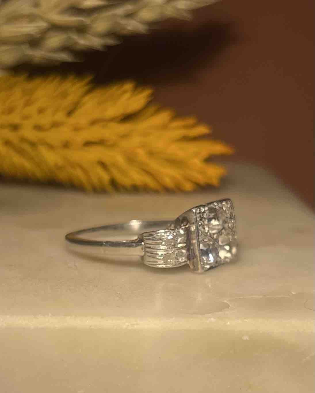 Bague Vintage Art - déco Diamants 0.90 carat "Aimée" - Elliade Paris
