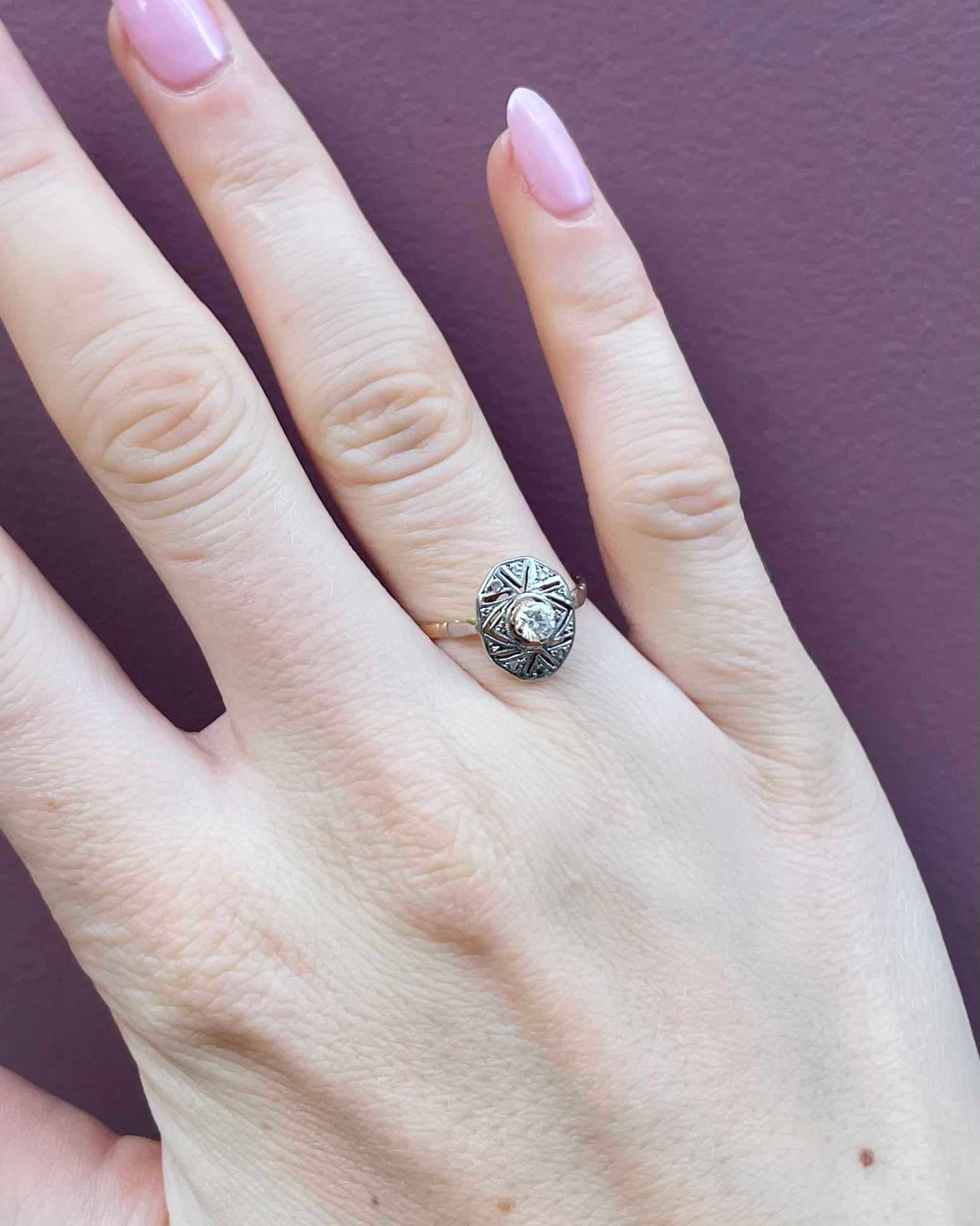 Bague Vintage Art - Déco Diamants "Javina" - Elliade Paris