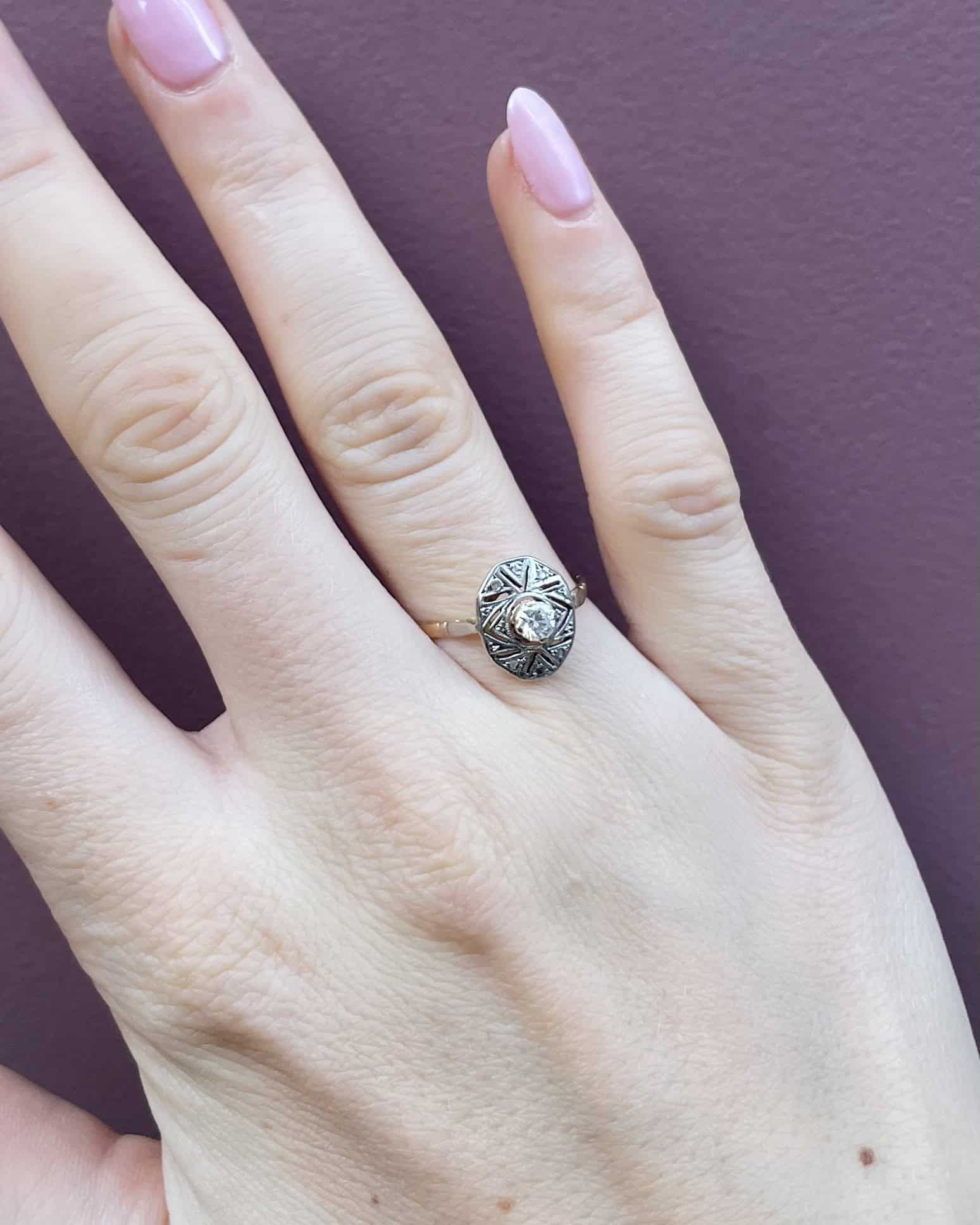 Bague Vintage Art - Déco Diamants "Javina" - Elliade Paris