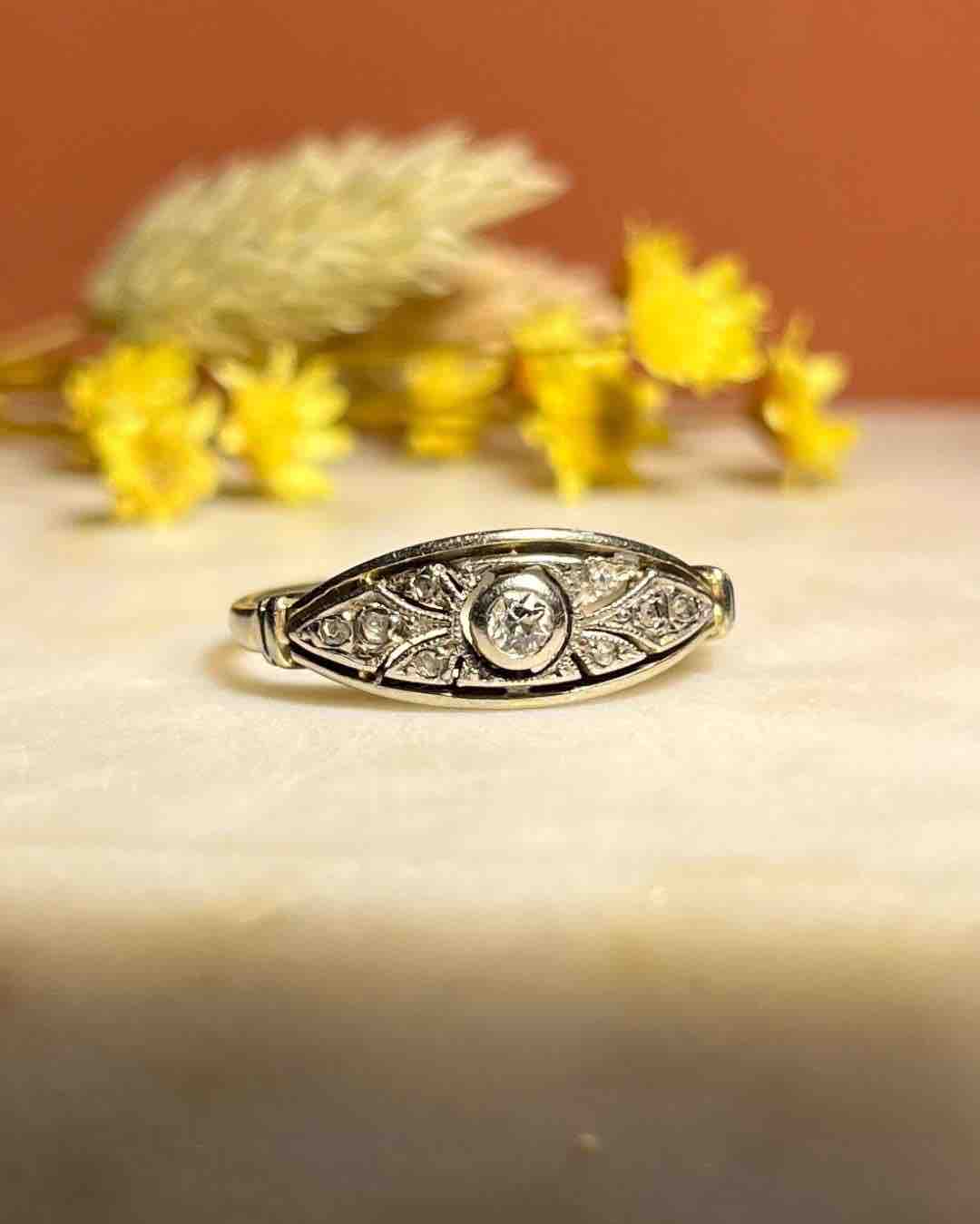 Bague Vintage Art - Déco Diamants "Lily" - Elliade Paris