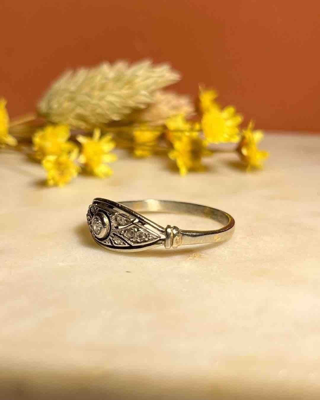 Bague Vintage Art - Déco Diamants "Lily" - Elliade Paris
