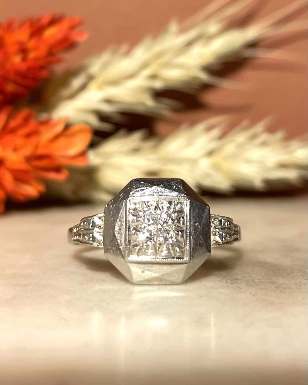 Bague Vintage Art - Déco Diamants "Ludivine" - Elliade Paris
