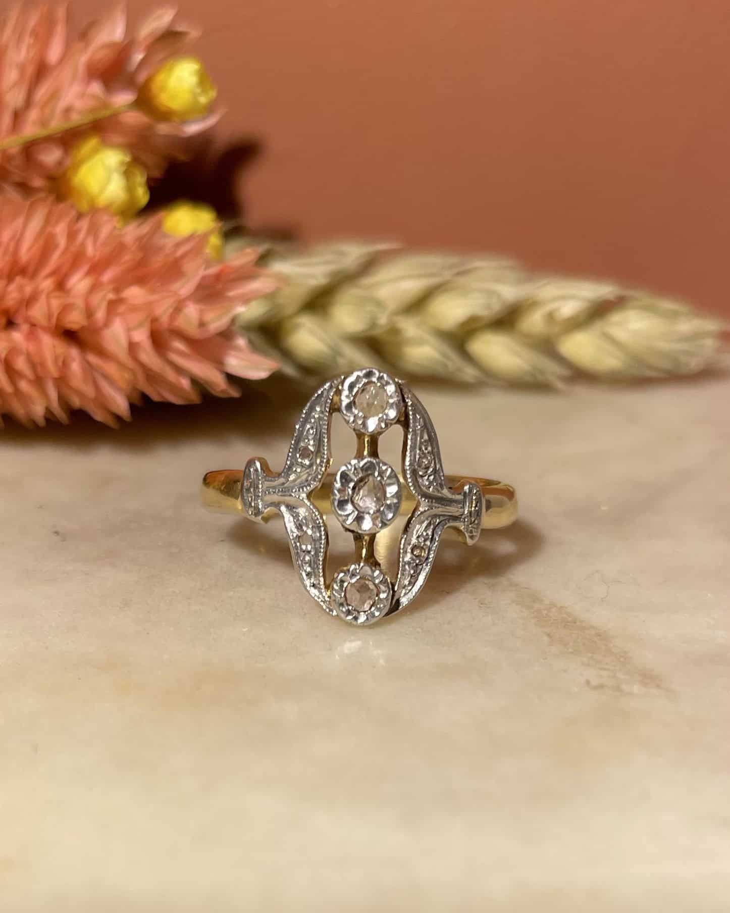 Bague Vintage Art - Déco Diamants "Makayla" - Elliade Paris