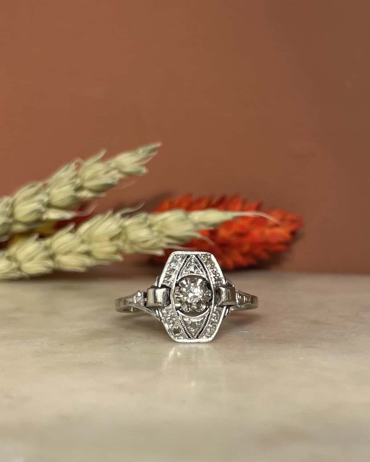 Bague Vintage Art - Déco Diamants "Vinitia" - Elliade Paris
