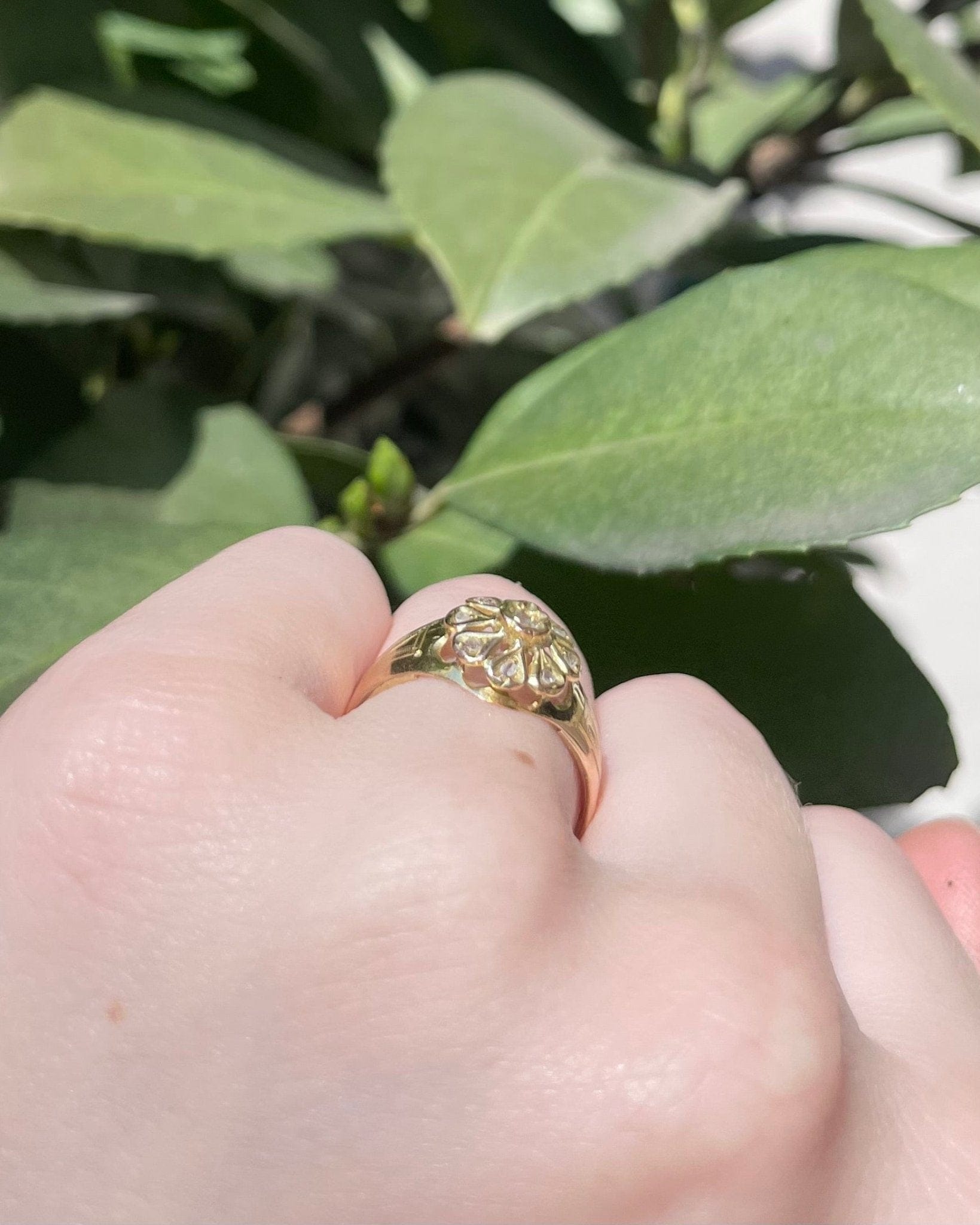 Bague Vintage Art - Déco Fleur Diamants "Léonie" - Elliade Paris