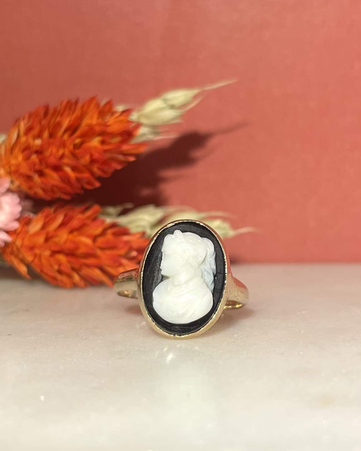 Bague vintage Camée Agate "Thora" - Elliade Paris