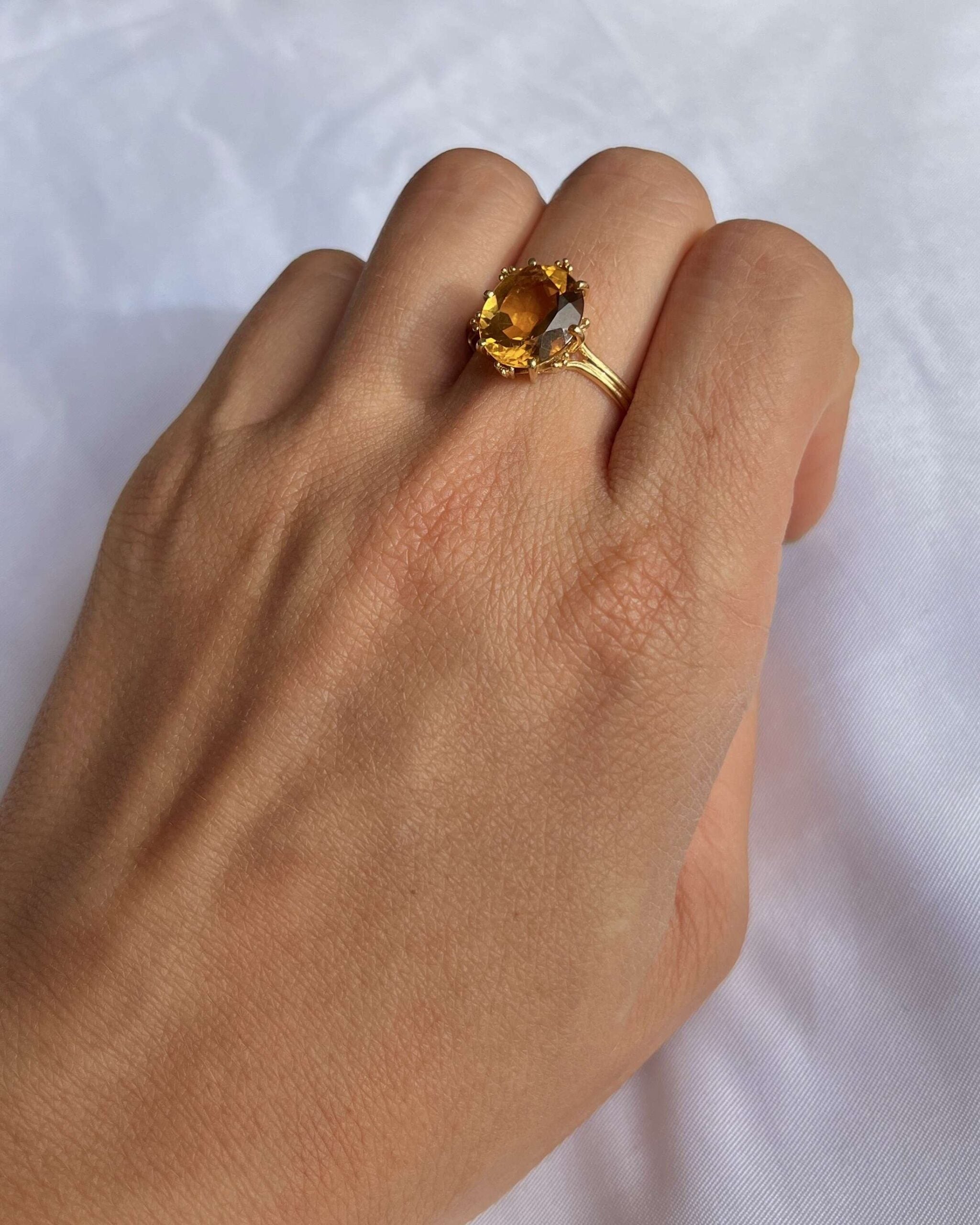 Bague vintage citrine "Ambra"