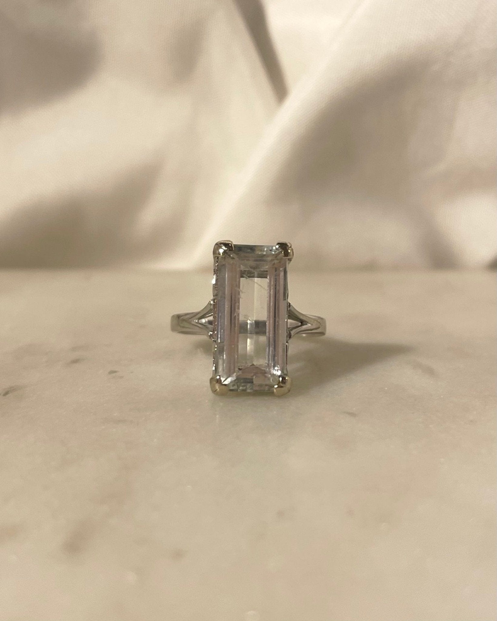 Bague Vintage Cocktail Aigue - marine 3 carats "Sanna" - Elliade Paris