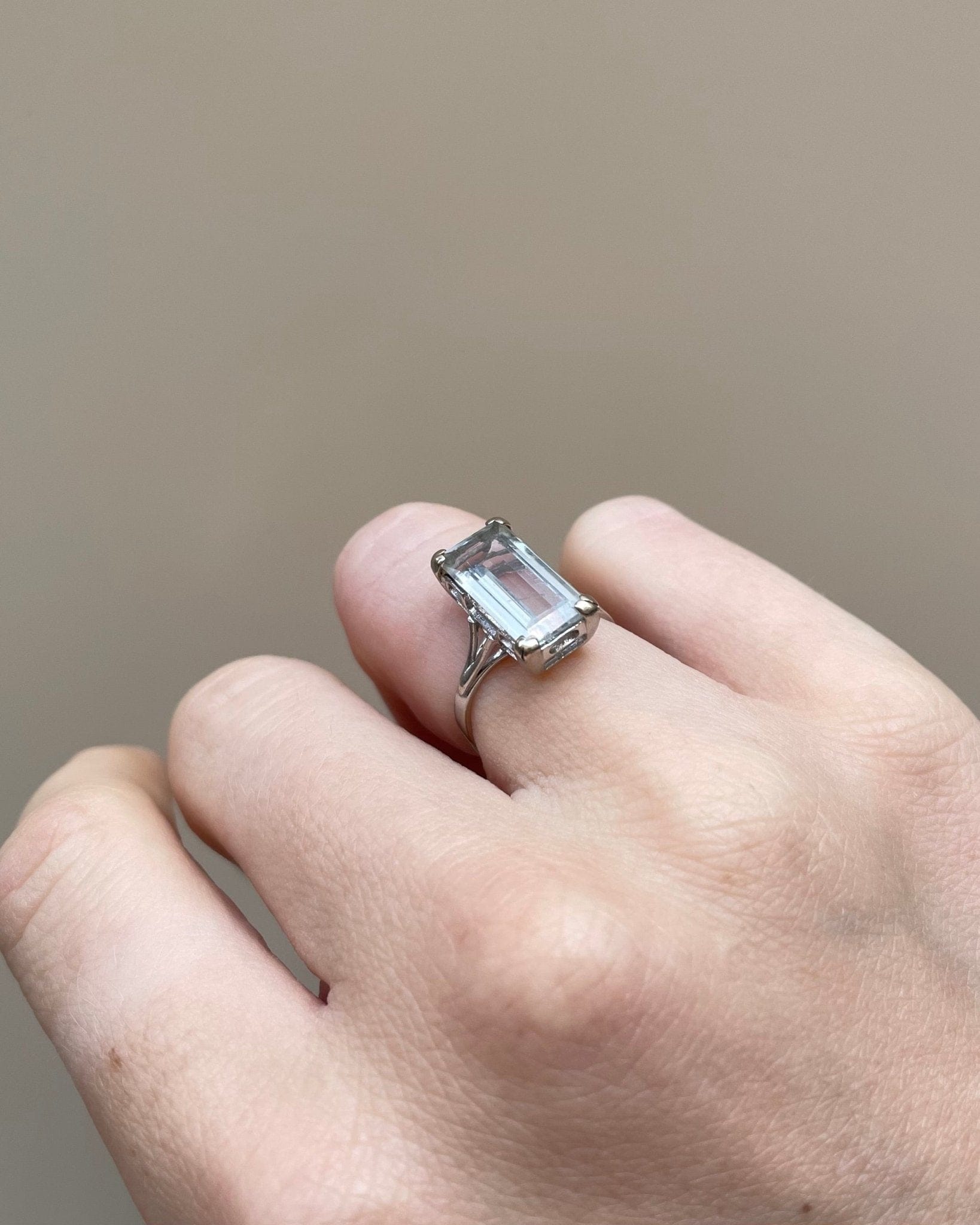 Bague Vintage Cocktail Aigue - marine 3 carats "Sanna" - Elliade Paris