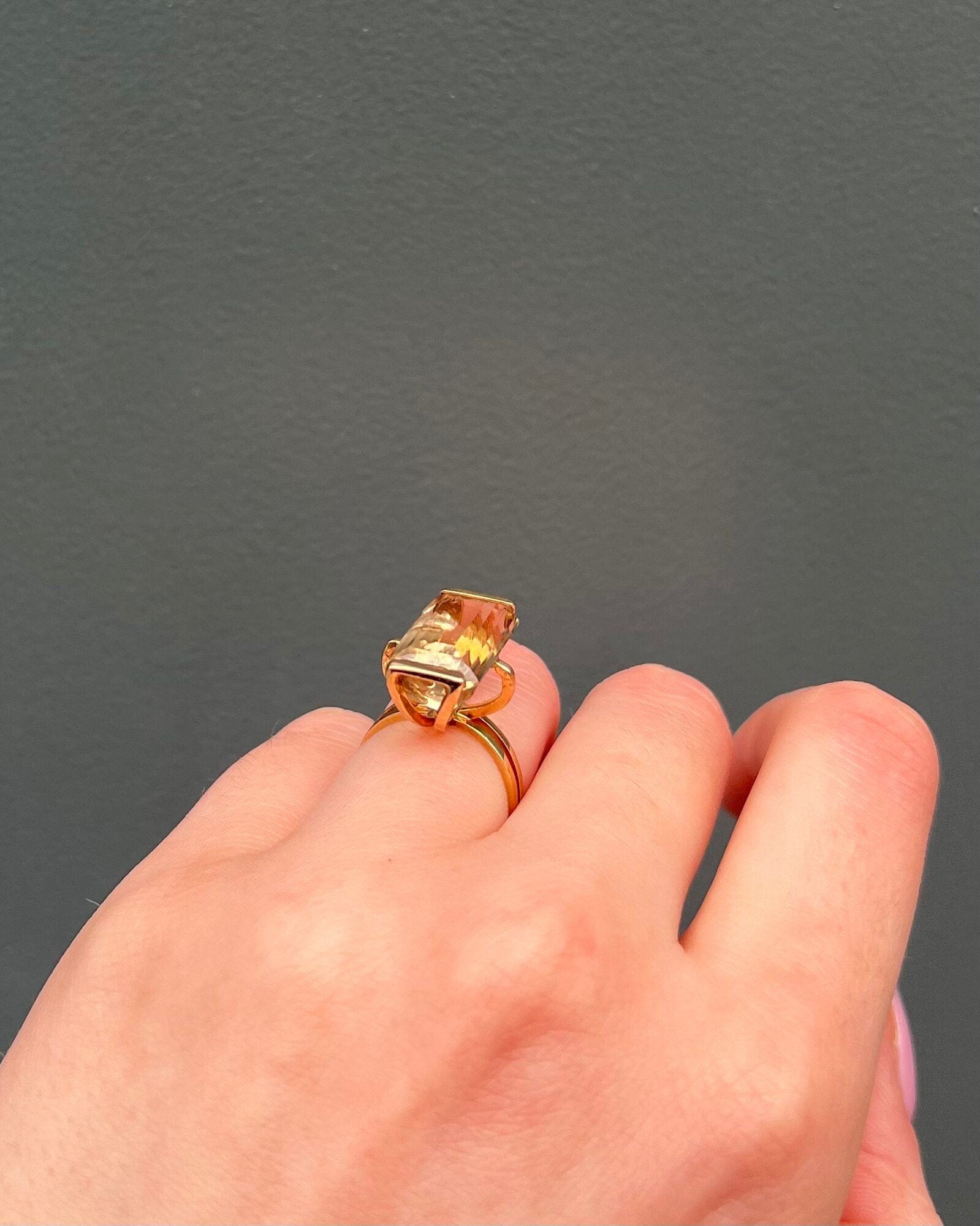 Bague Vintage Cocktail Citrine 10 carats "Anita" - Elliade Paris