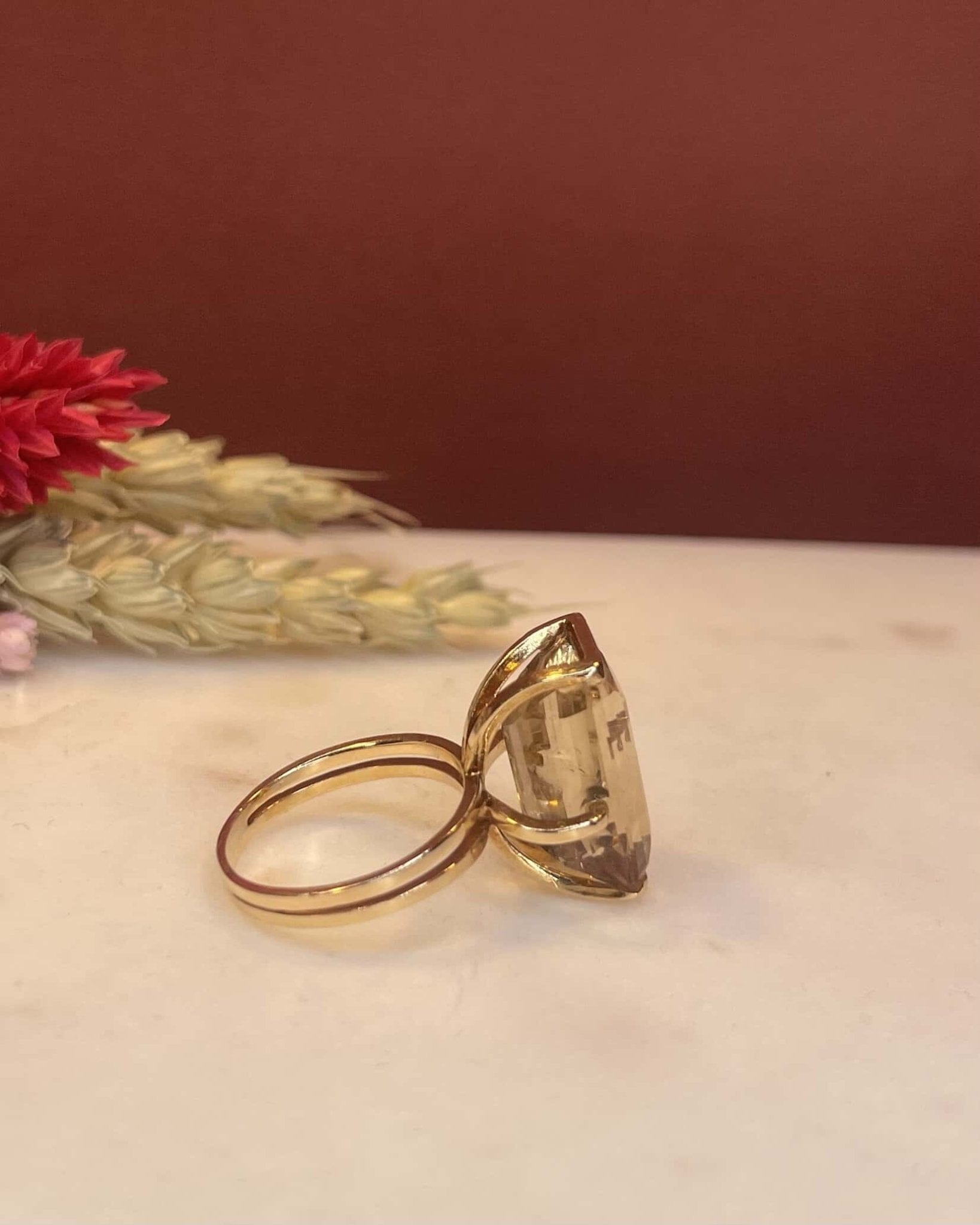 Bague Vintage Cocktail Citrine 10 carats "Anita" - Elliade Paris