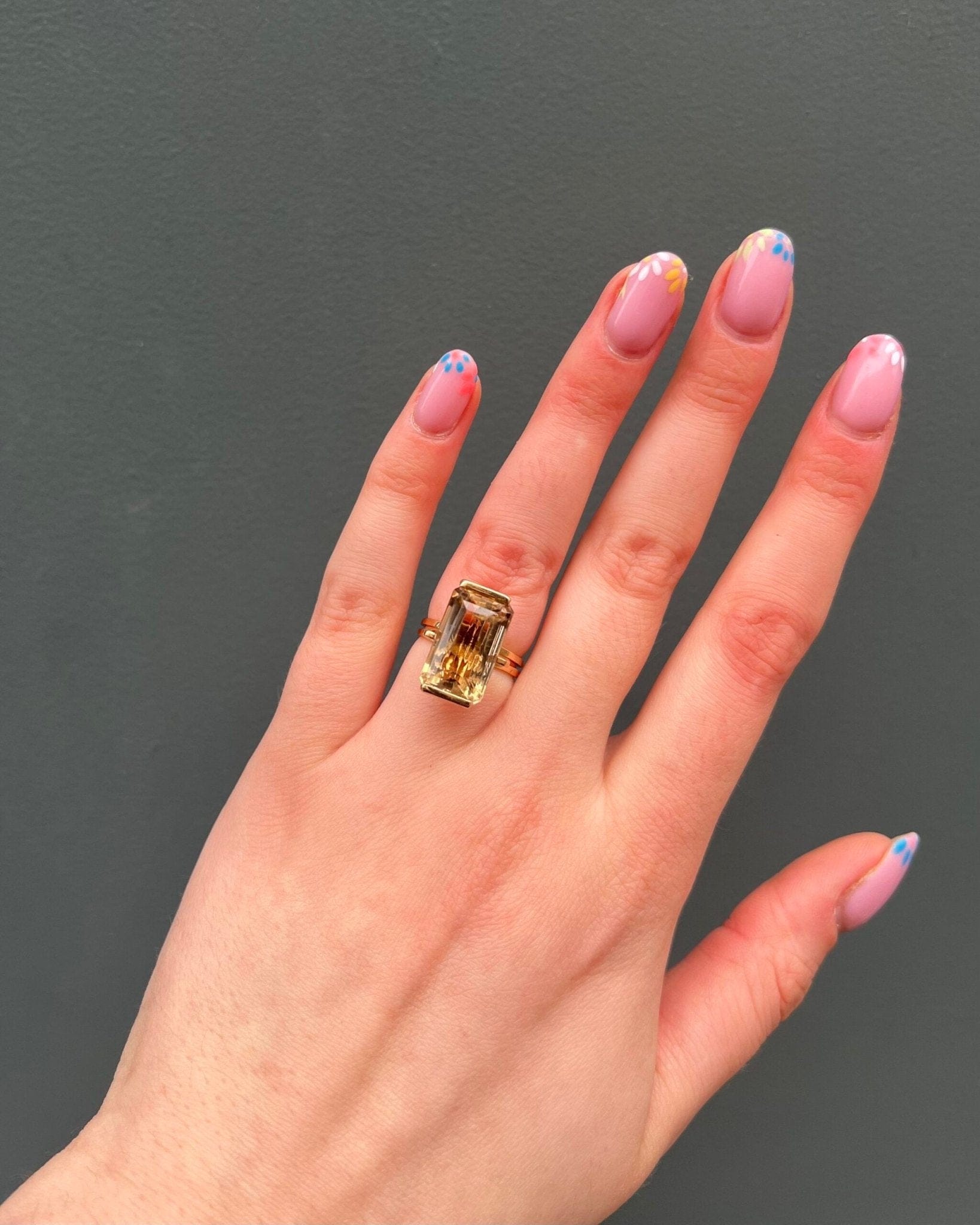 Bague Vintage Cocktail Citrine 10 carats "Anita" - Elliade Paris