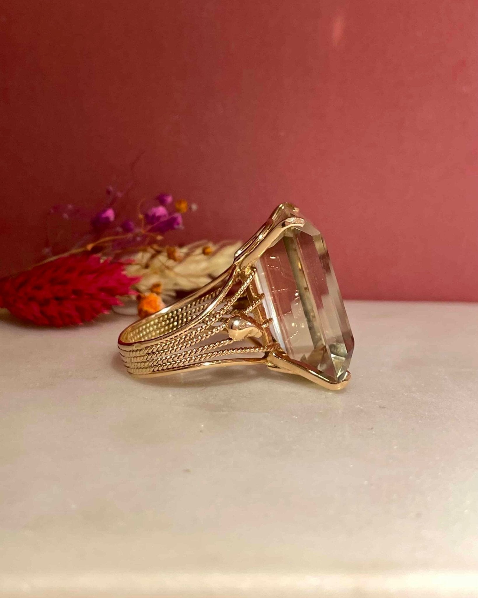 Bague Vintage Cocktail Citrine 36.90 carats "Clara" - Elliade Paris