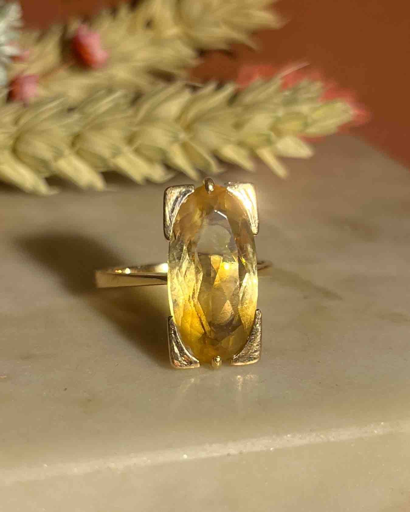 Bague vintage cocktail Citrine 6 carats "Ivanna" - Elliade Paris