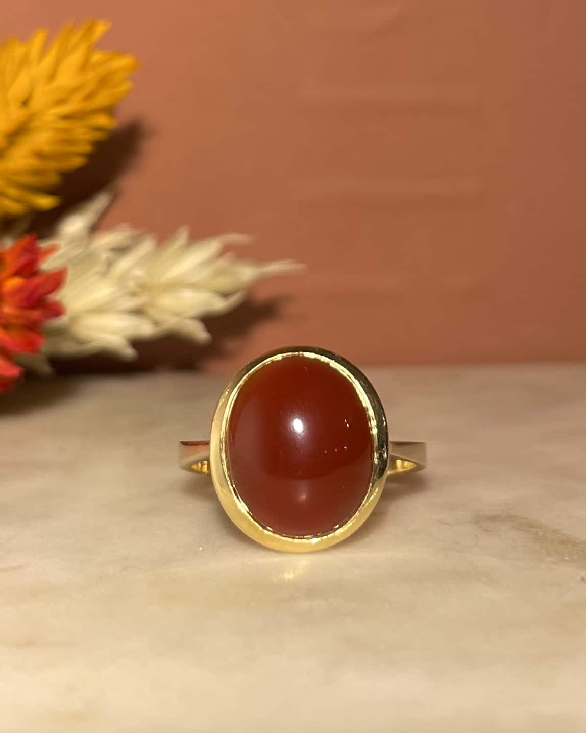 Bague Vintage Cornaline Cabochon 4.70 Carats "Kirane" - Elliade Paris