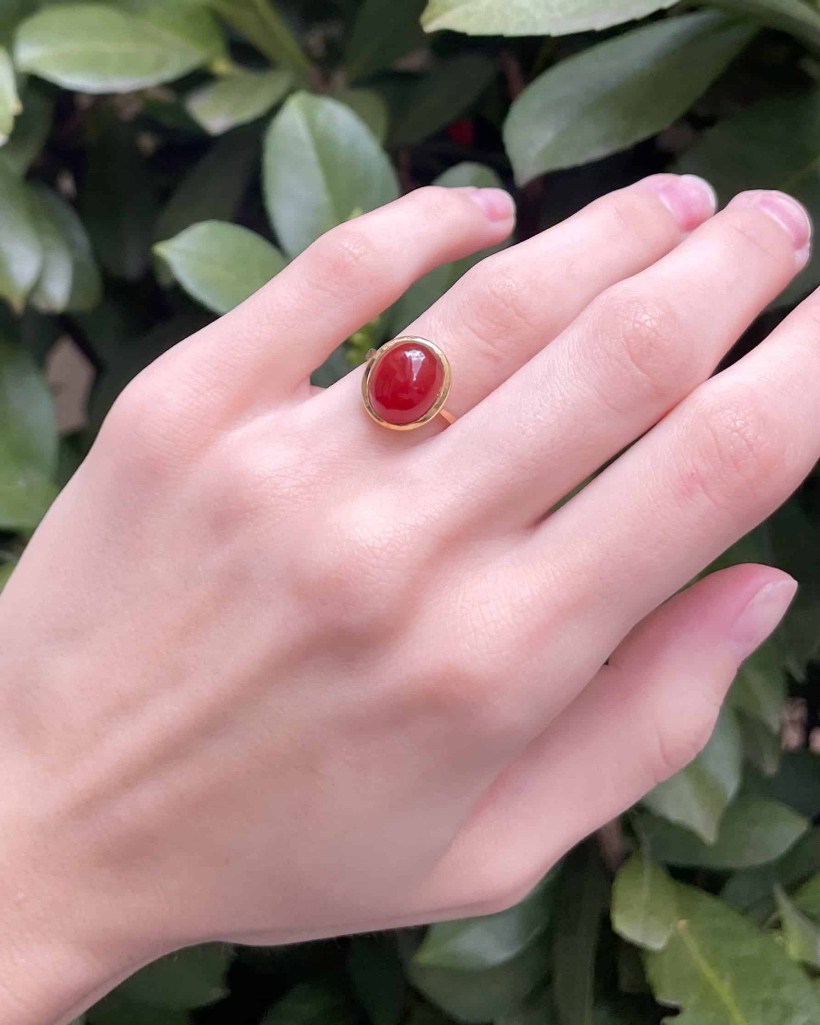 Bague Vintage Cornaline Cabochon 4.70 Carats "Kirane" - Elliade Paris
