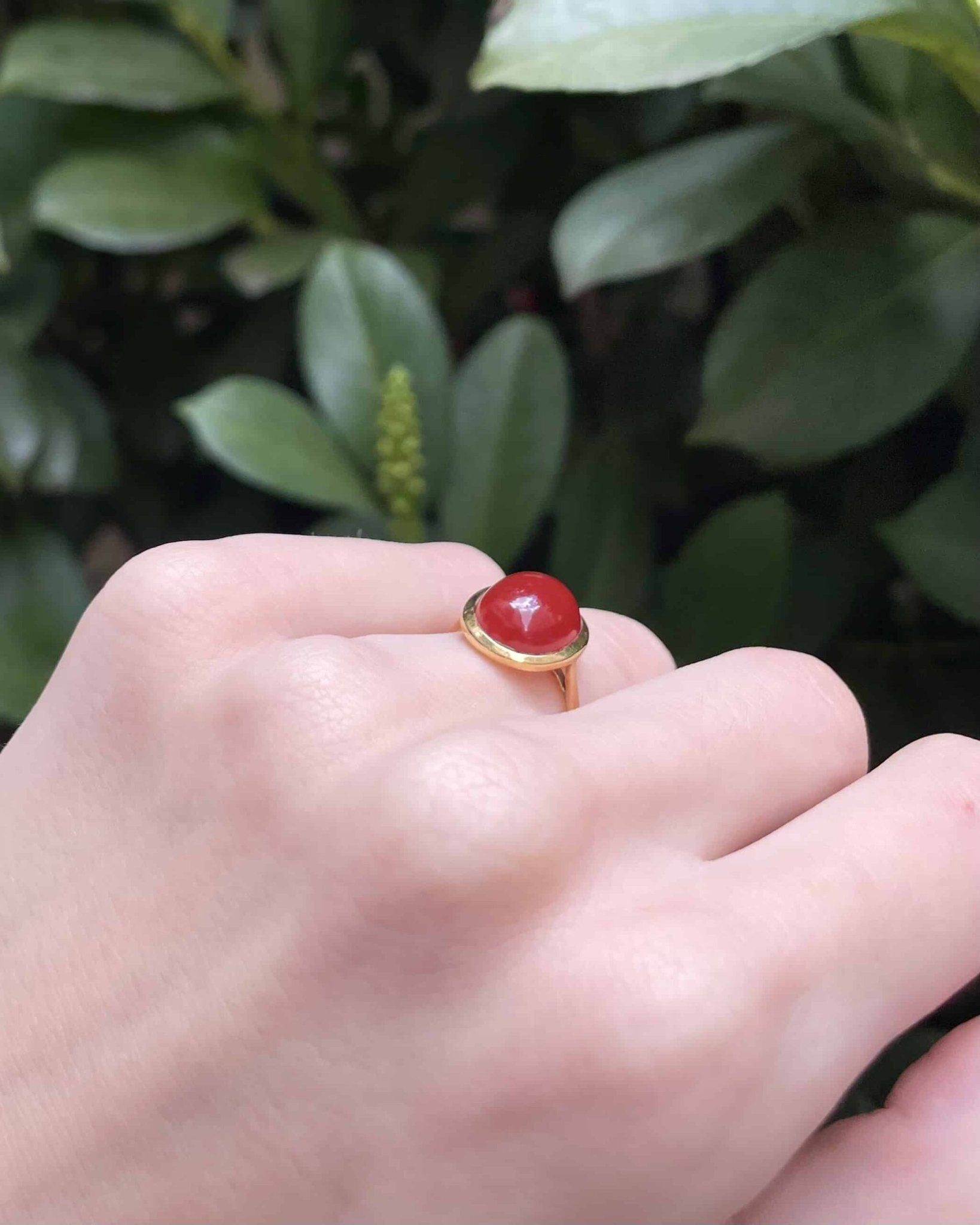 Bague Vintage Cornaline Cabochon 4.70 Carats "Kirane" - Elliade Paris