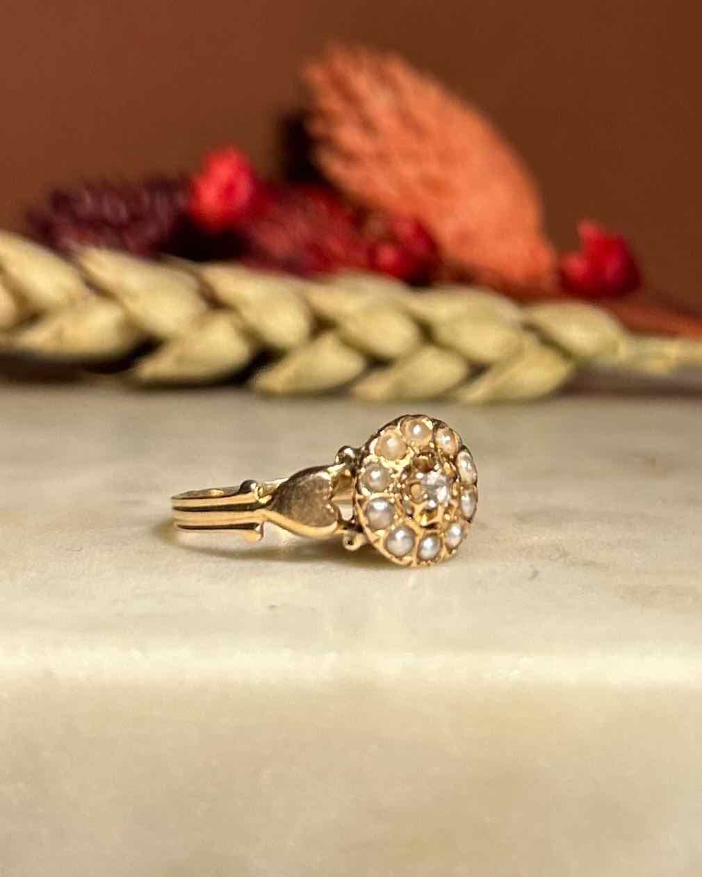 "Odessa" Diamond & Pearl Daisy Ring