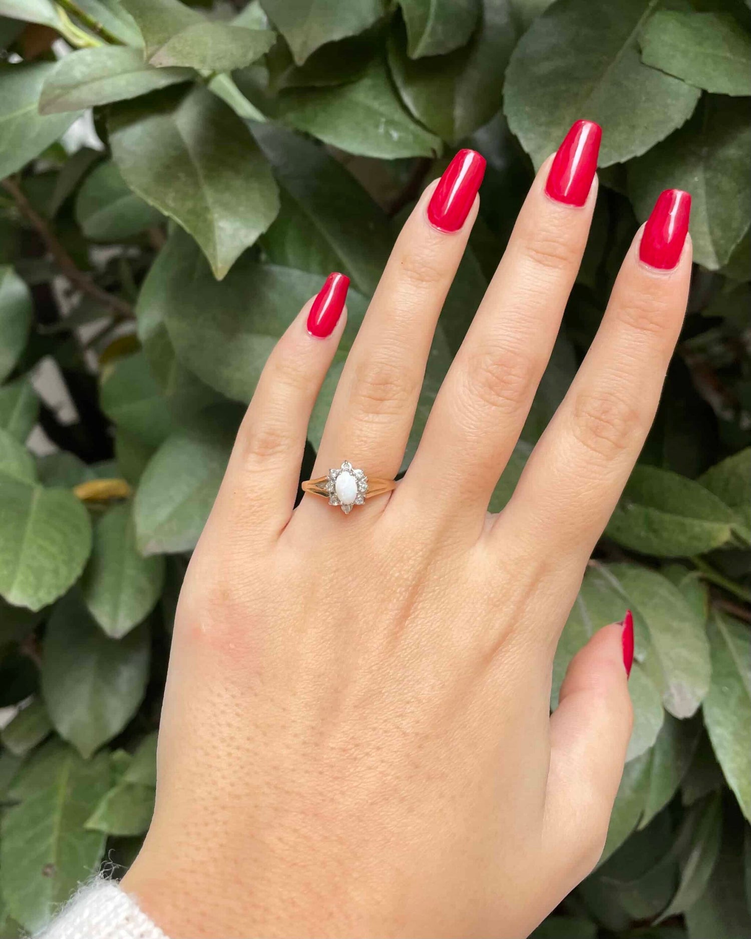 Bague Marguerite Opale & Diamants "Luna"