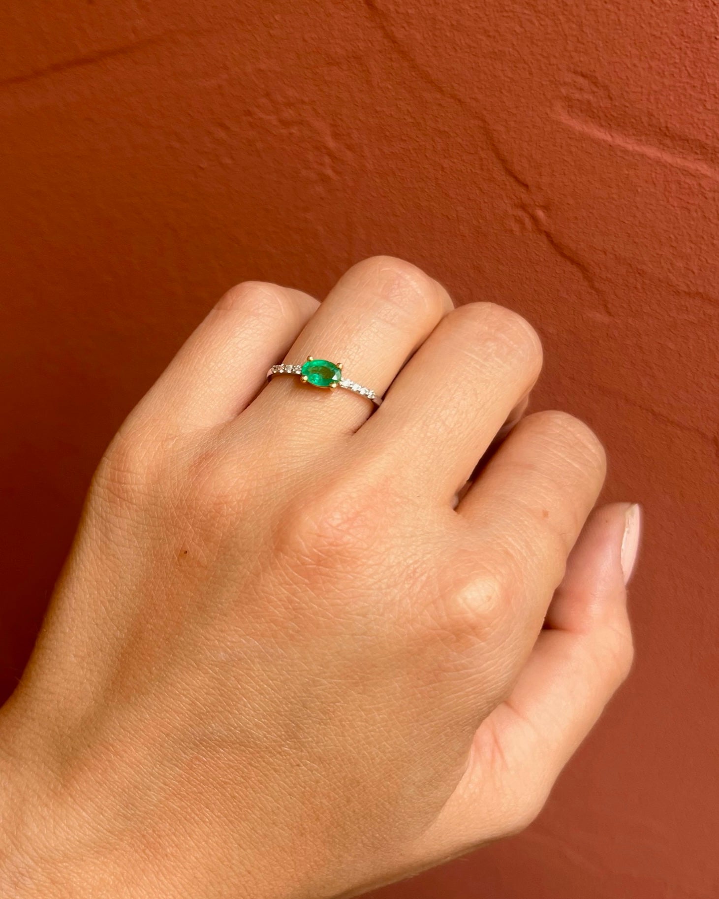 Bague Vintage Émeraude & Diamants "Bianca" - Elliade Paris