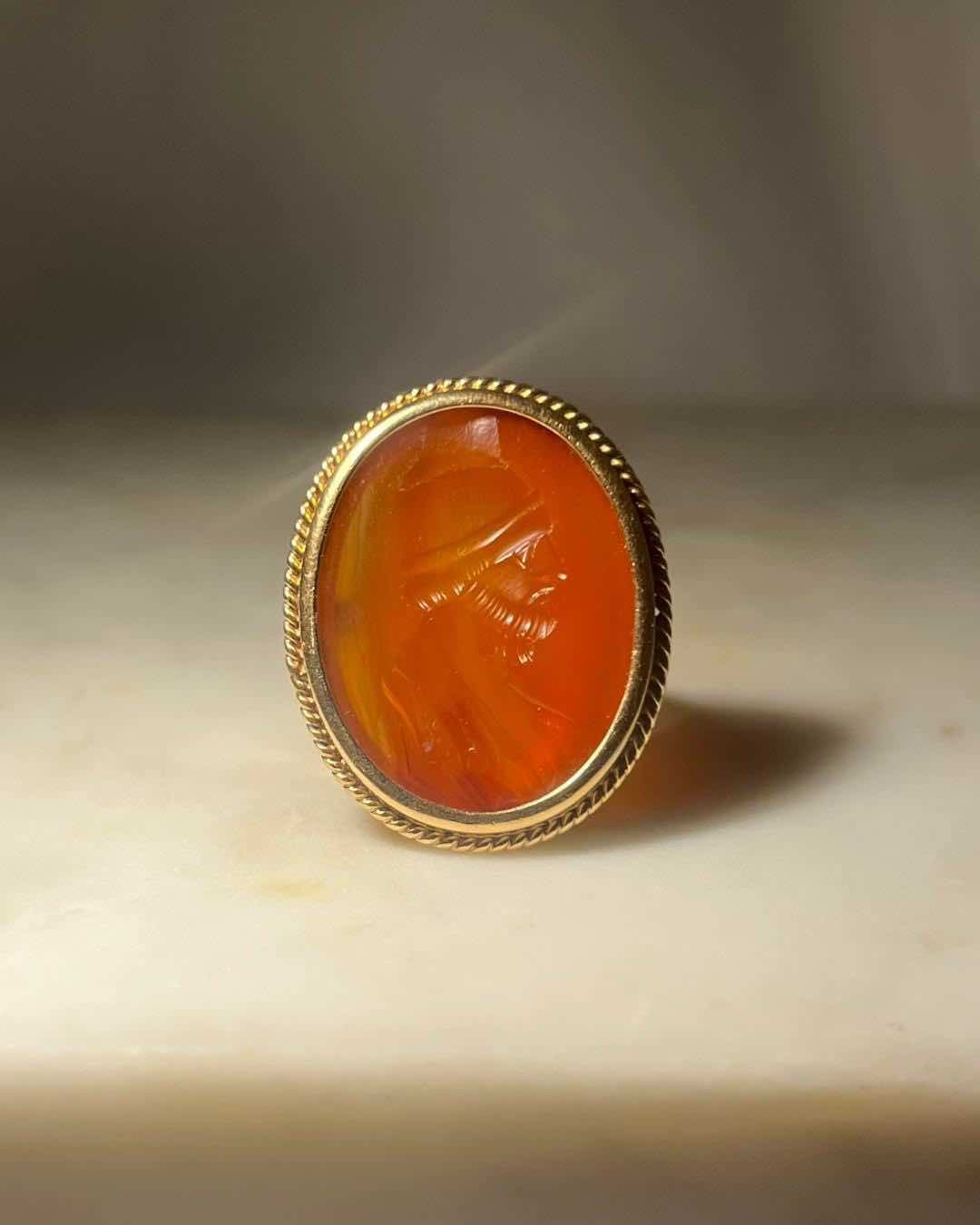 Bague vintage Intaille Cornaline "Carthage" - Elliade Paris
