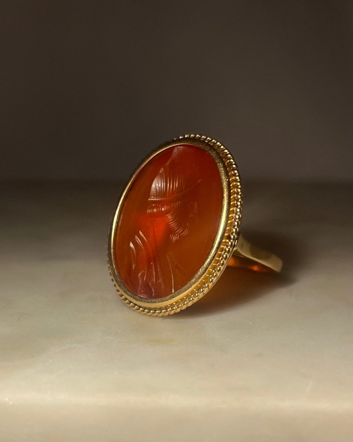 Bague vintage Intaille Cornaline "Carthage" - Elliade Paris