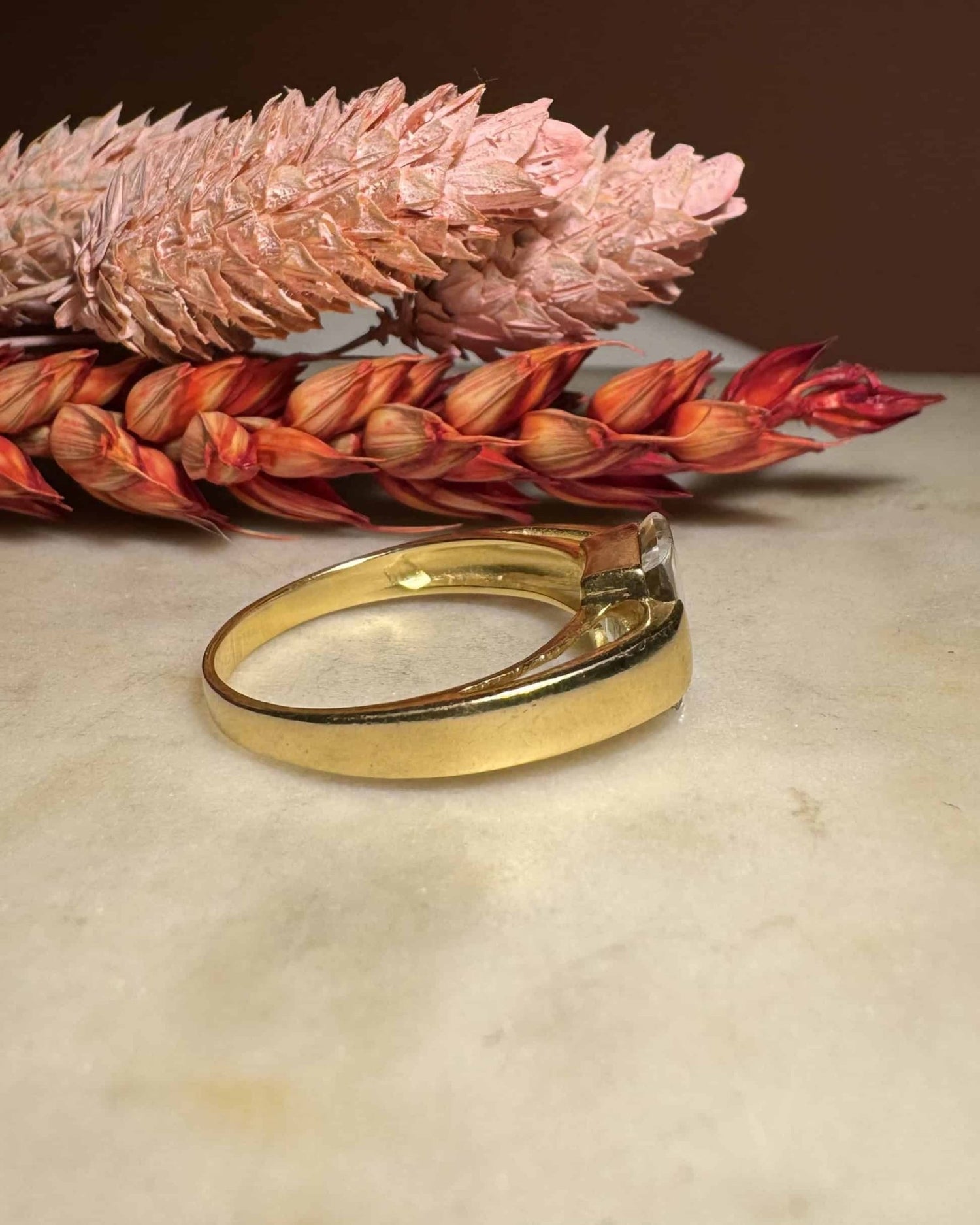 Bague Vintage Jonc Aigue - marine "Nick" - Elliade Paris