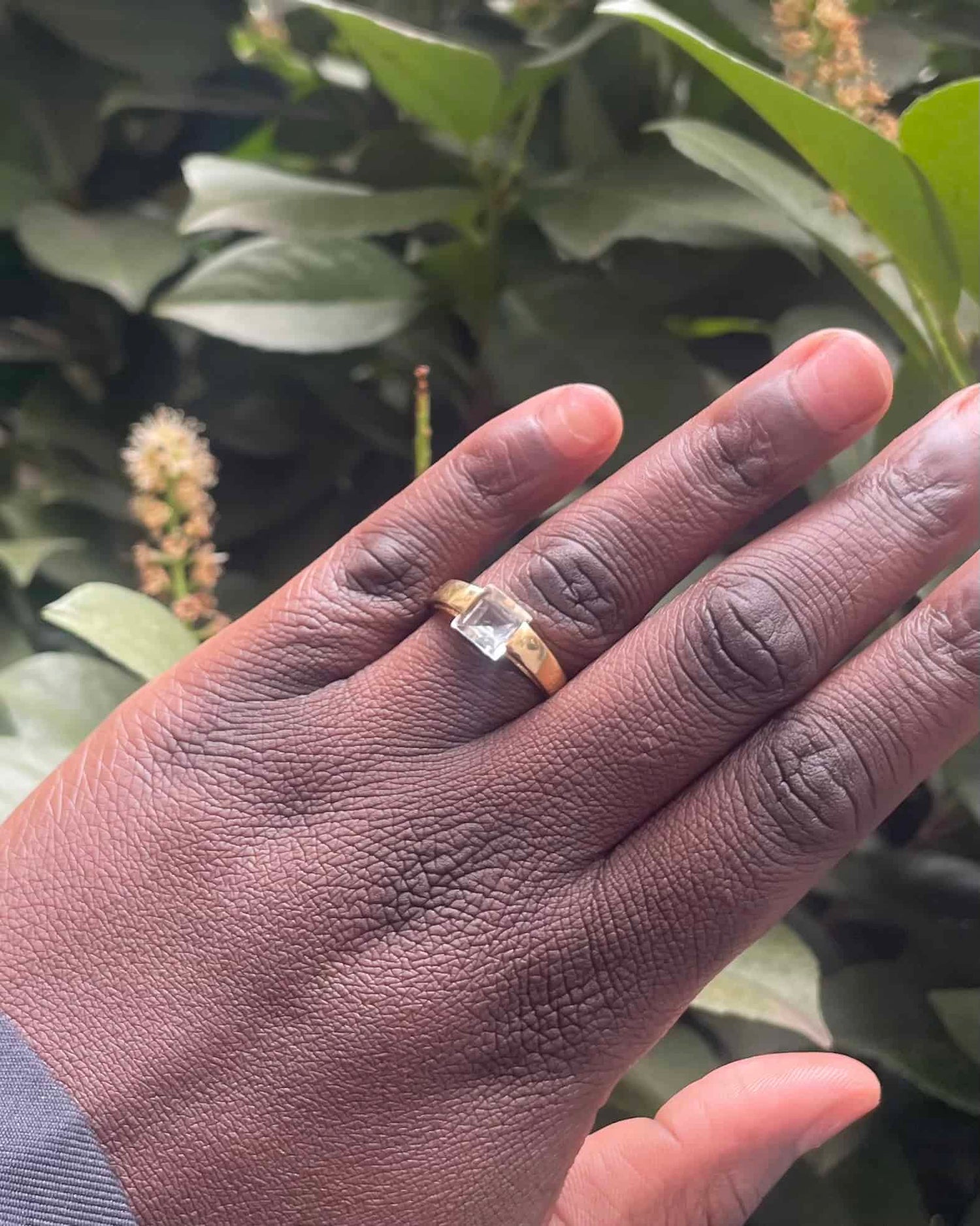 Bague Vintage Jonc Aigue - marine "Nick" - Elliade Paris