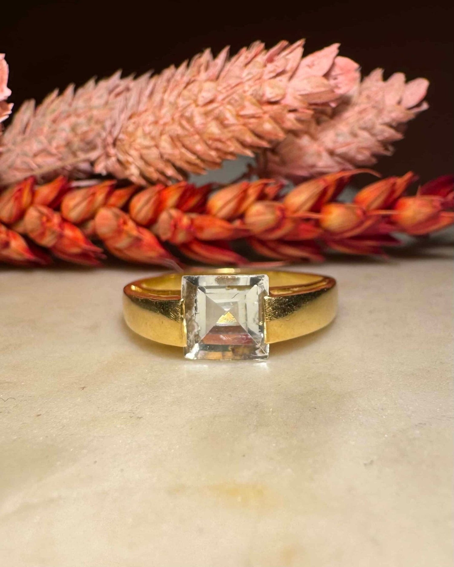 Bague Vintage Jonc Aigue - marine "Nick" - Elliade Paris