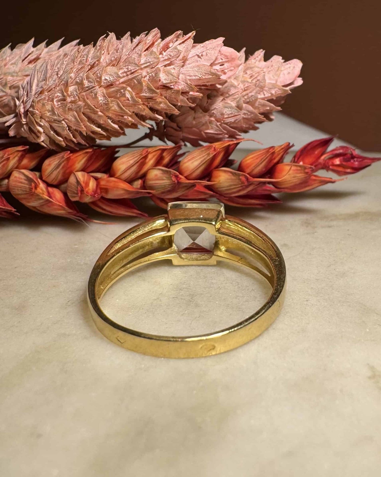 Bague Vintage Jonc Aigue - marine "Nick" - Elliade Paris
