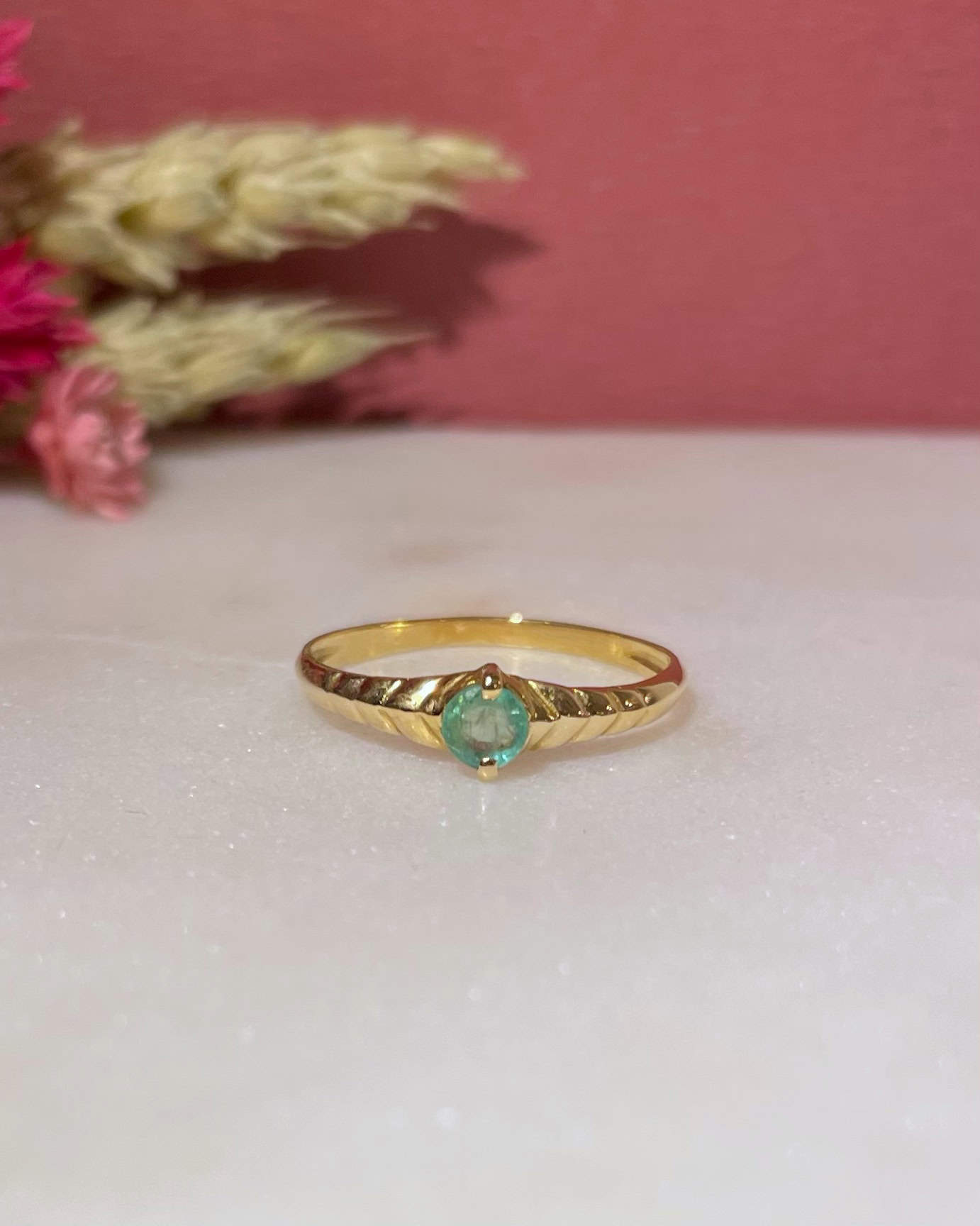 Bague Vintage Jonc Émeraude "Maelle" - Elliade Paris