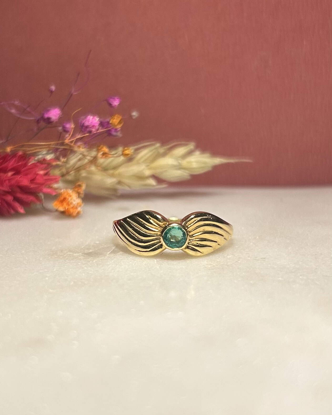 Bague Vintage Jonc Émeraude "Naya" - Elliade Paris