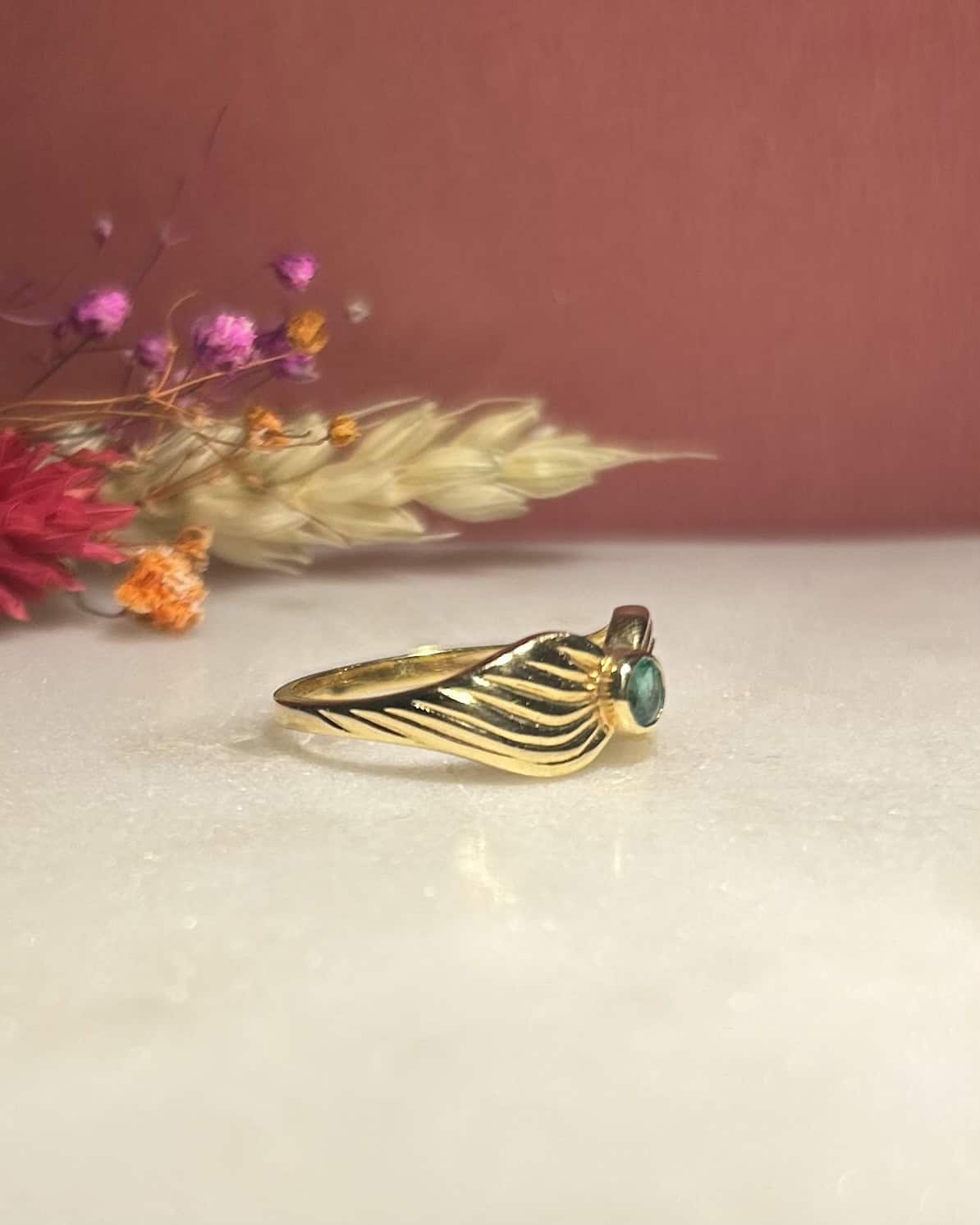 Bague Vintage Jonc Émeraude "Naya" - Elliade Paris