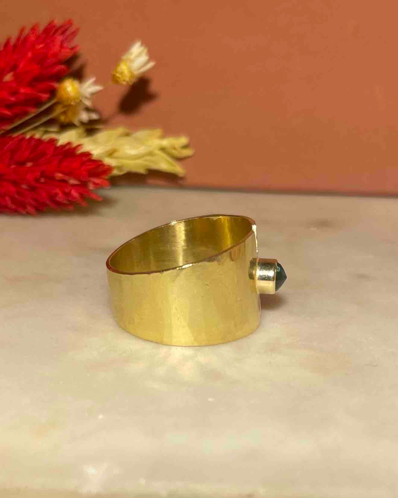 Bague Vintage Jonc Émeraude "Nina" - Elliade Paris