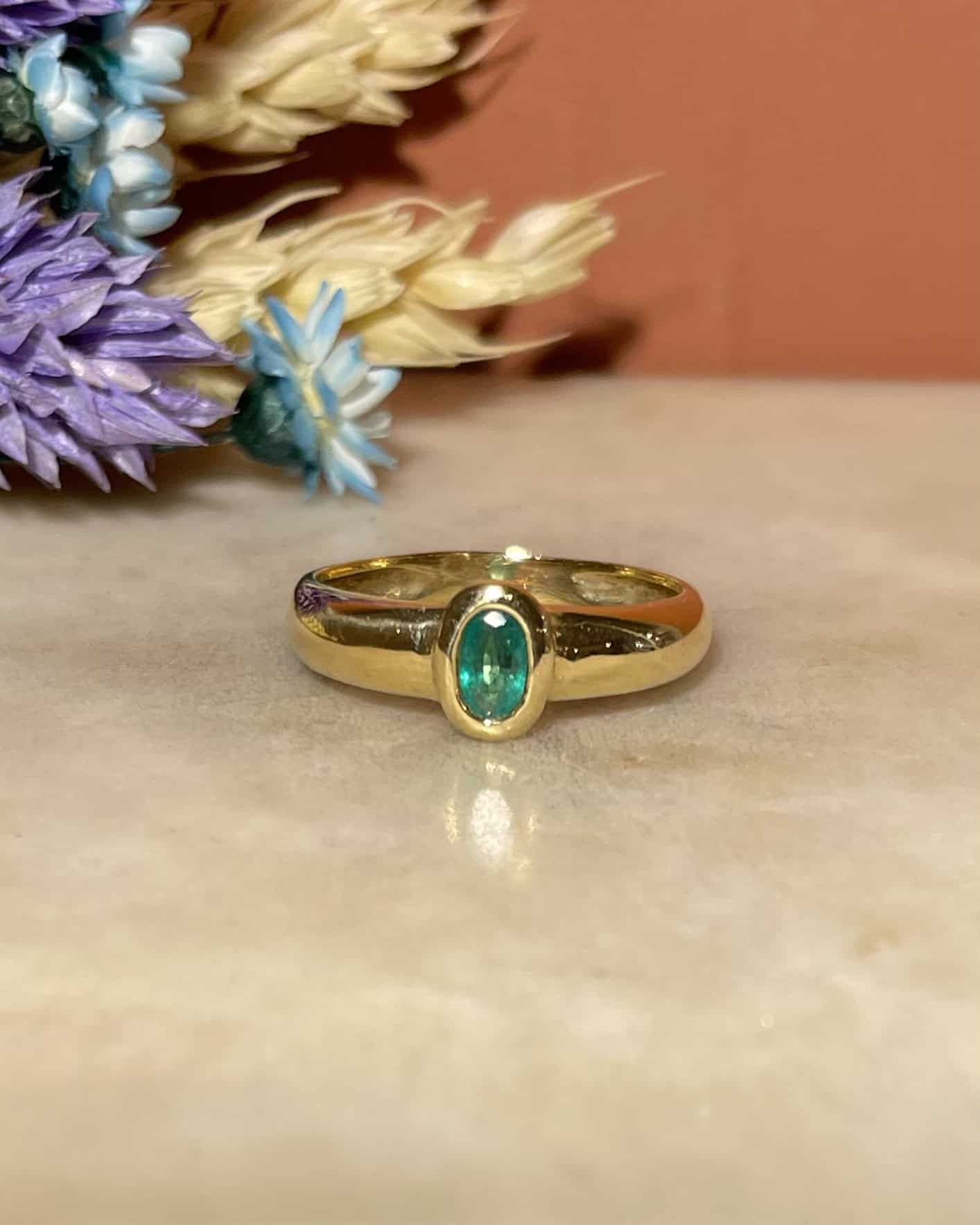 Bague Vintage Jonc Émeraude "Yona"