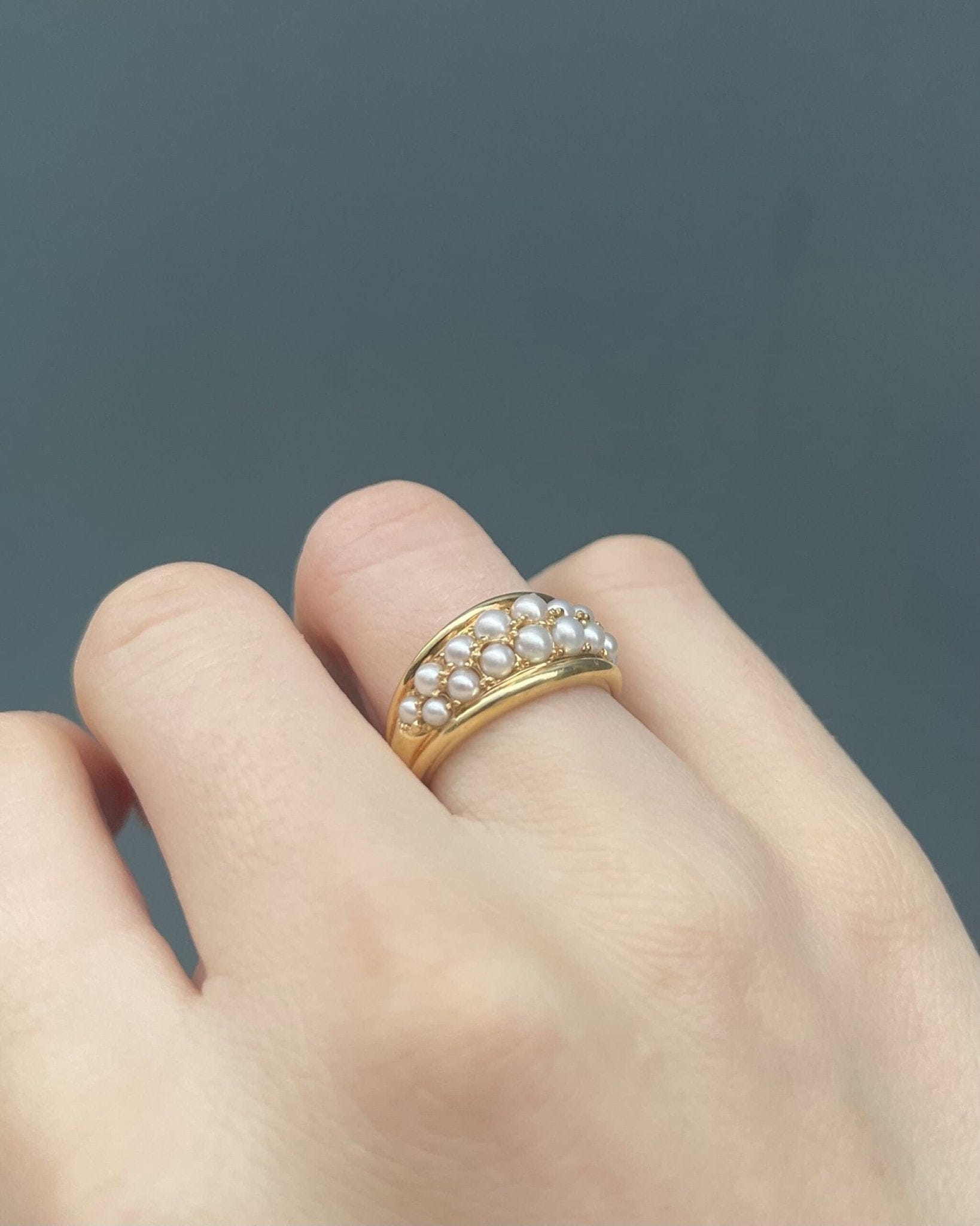 Bague Vintage Jonc Perles "Alison" - Elliade Paris
