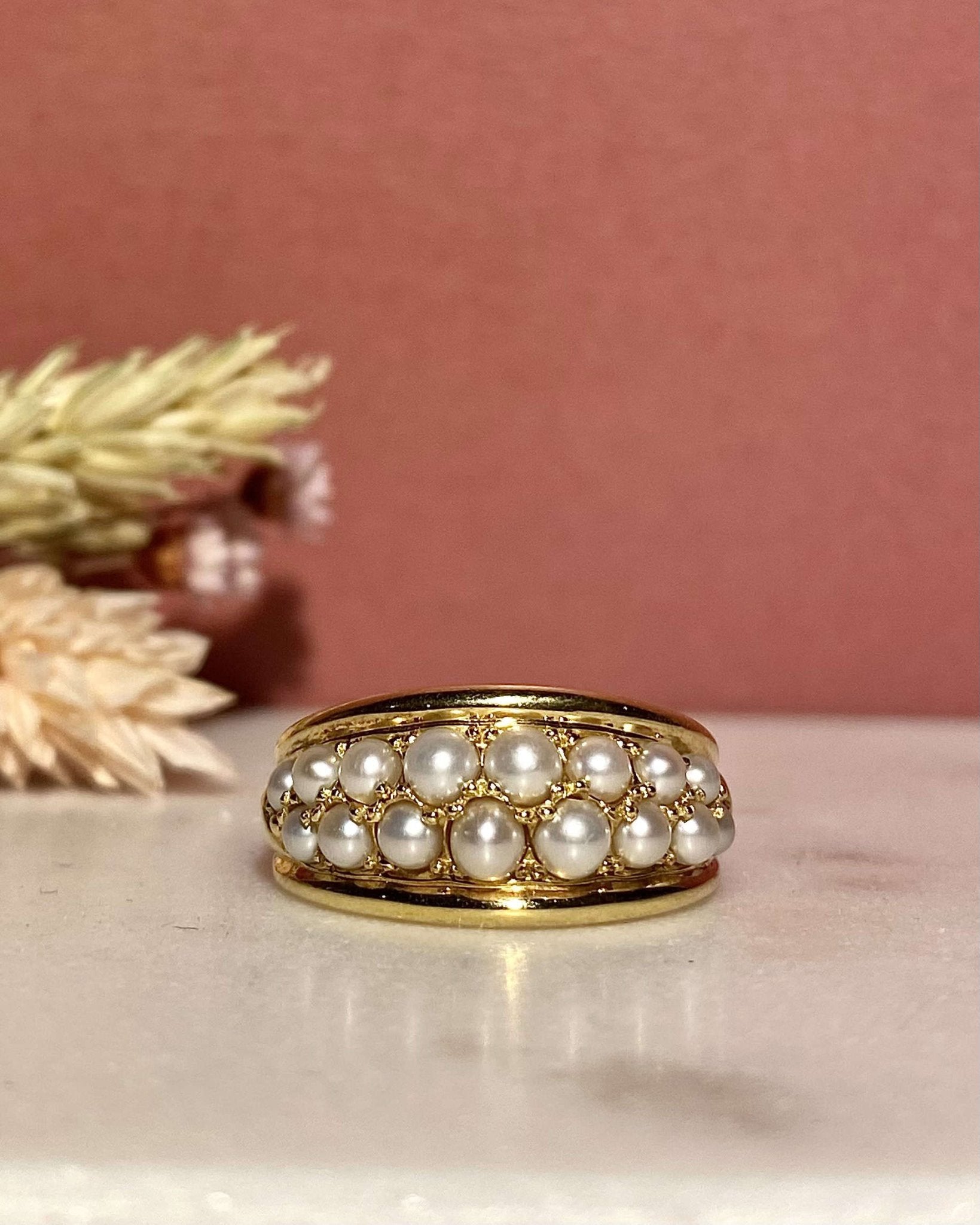 Bague Vintage Jonc Perles "Alison" - Elliade Paris