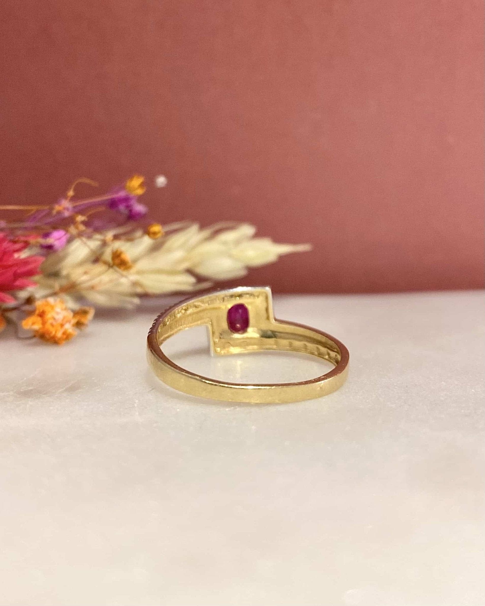 Bague Vintage Jonc Rubis "Erza" - Elliade Paris