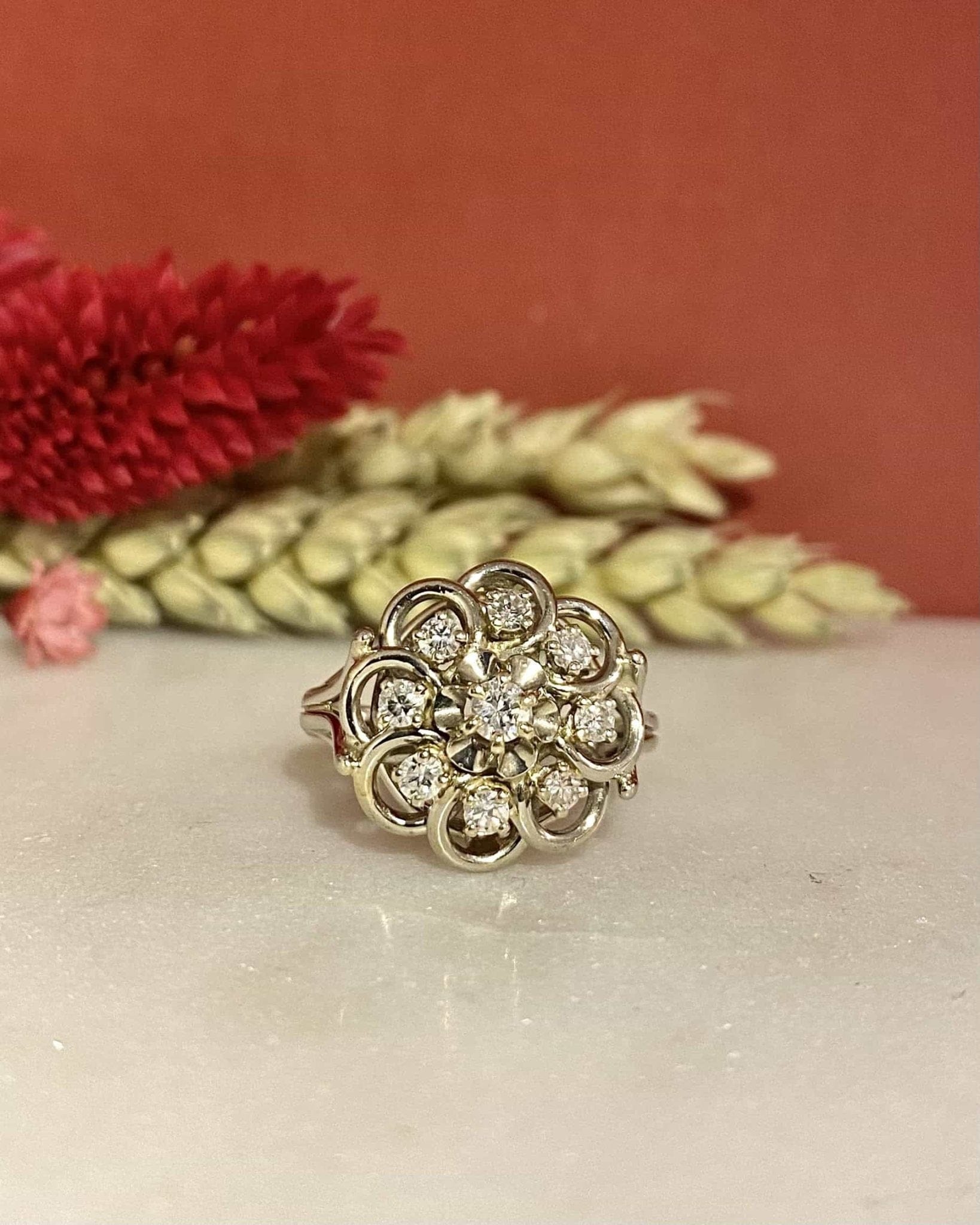 Bague Vintage Marguerite 9 Diamants "Pauline" - Elliade Paris