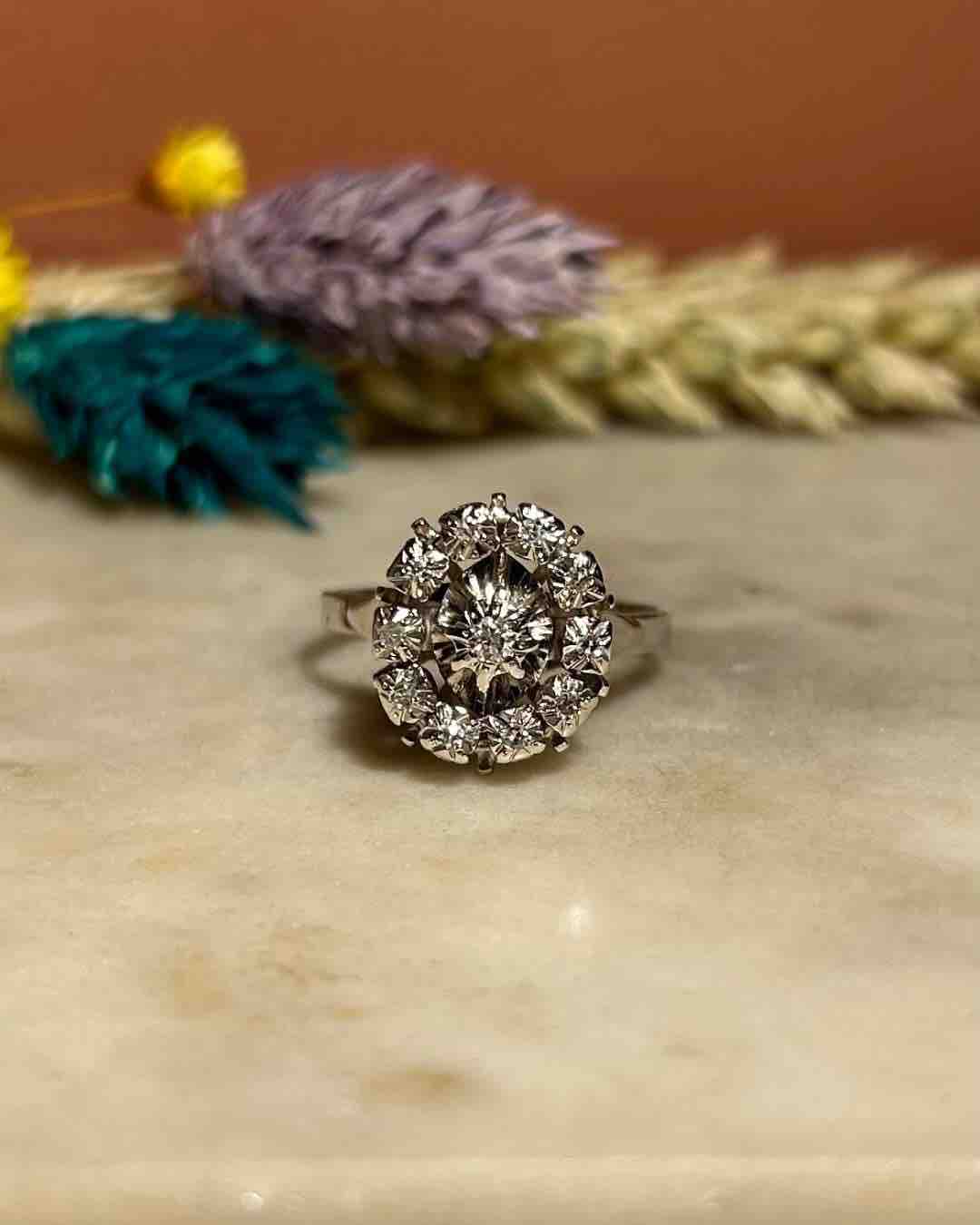 Bague Vintage Marguerite Diamants "Annie" - Elliade Paris