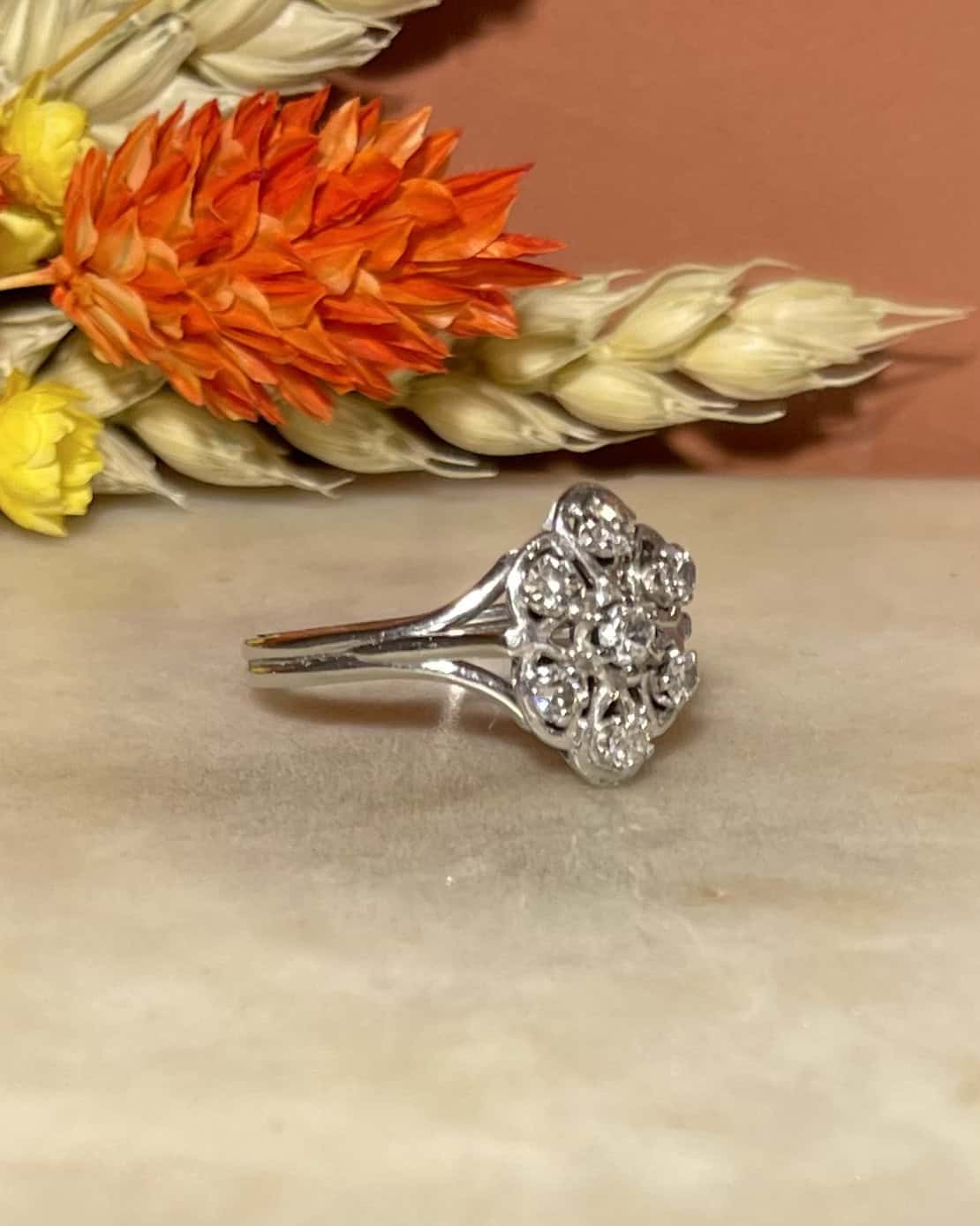 Bague Vintage Marguerite Diamants "Denise" - Elliade Paris