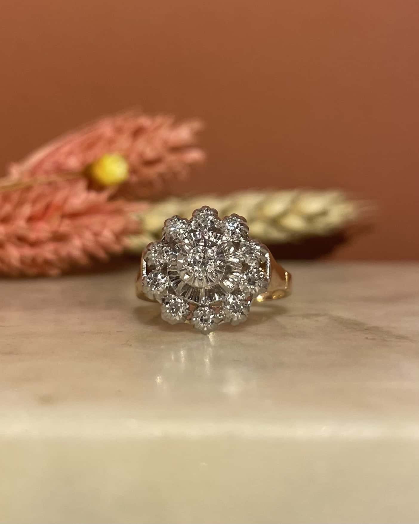 Bague Vintage Marguerite Diamants "Mandana" - Elliade Paris